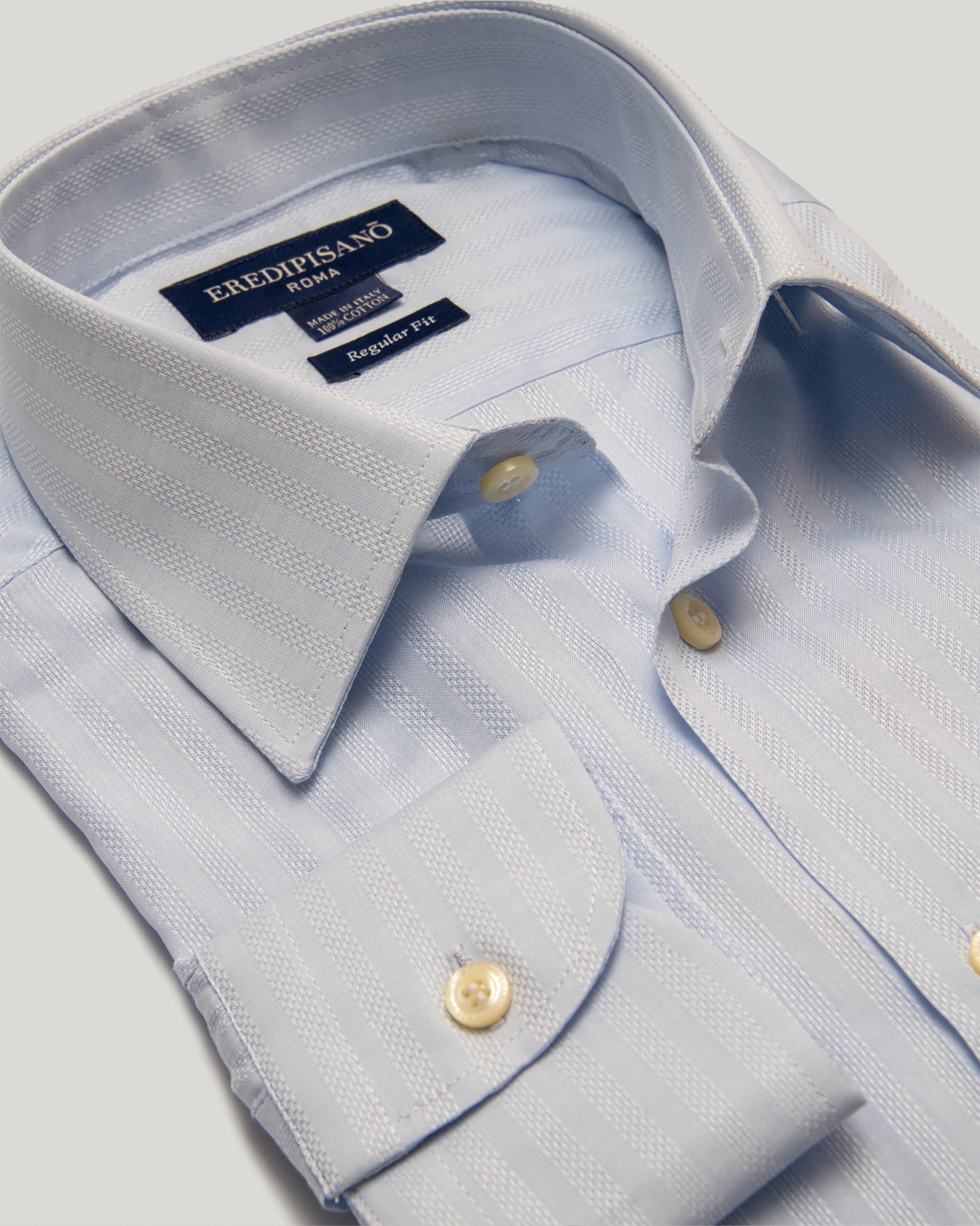 Light Blue Tonal stripedl Cotton Regular fit Shirt Canclini fabric