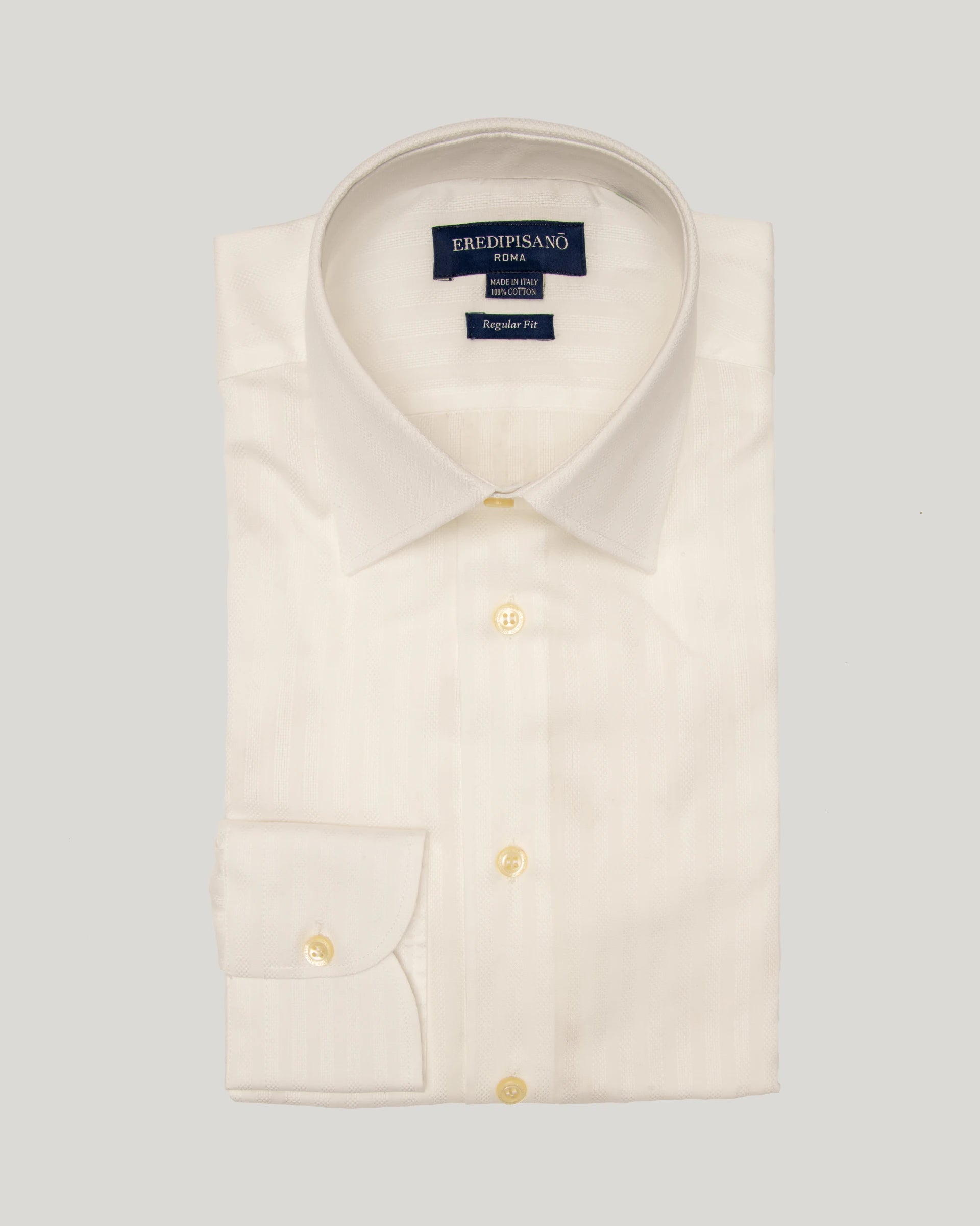 White Brushed twill Cotton Regular fit Shirt Canclini fabric