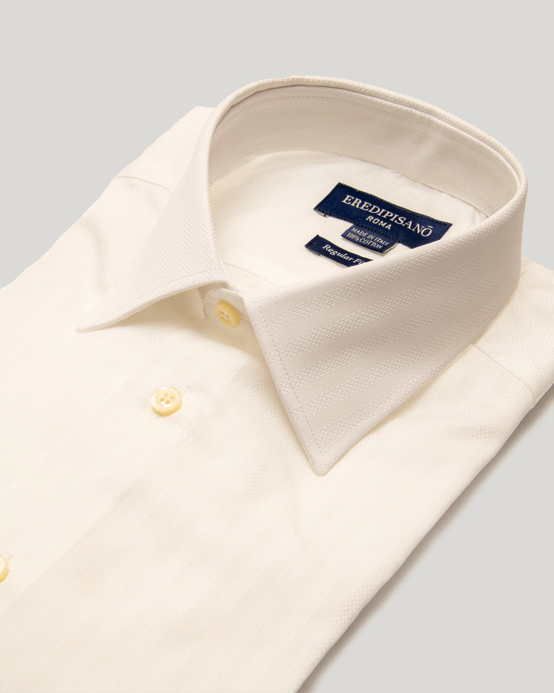 White Brushed twill Cotton Regular fit Shirt Canclini fabric