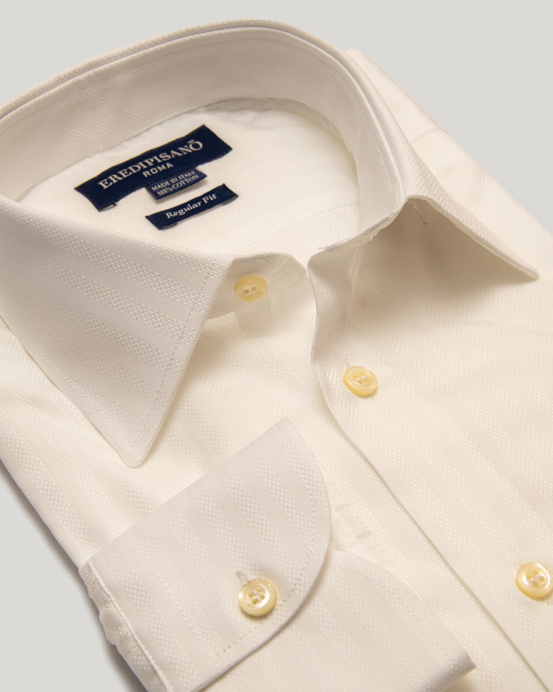 White Brushed twill Cotton Regular fit Shirt Canclini fabric