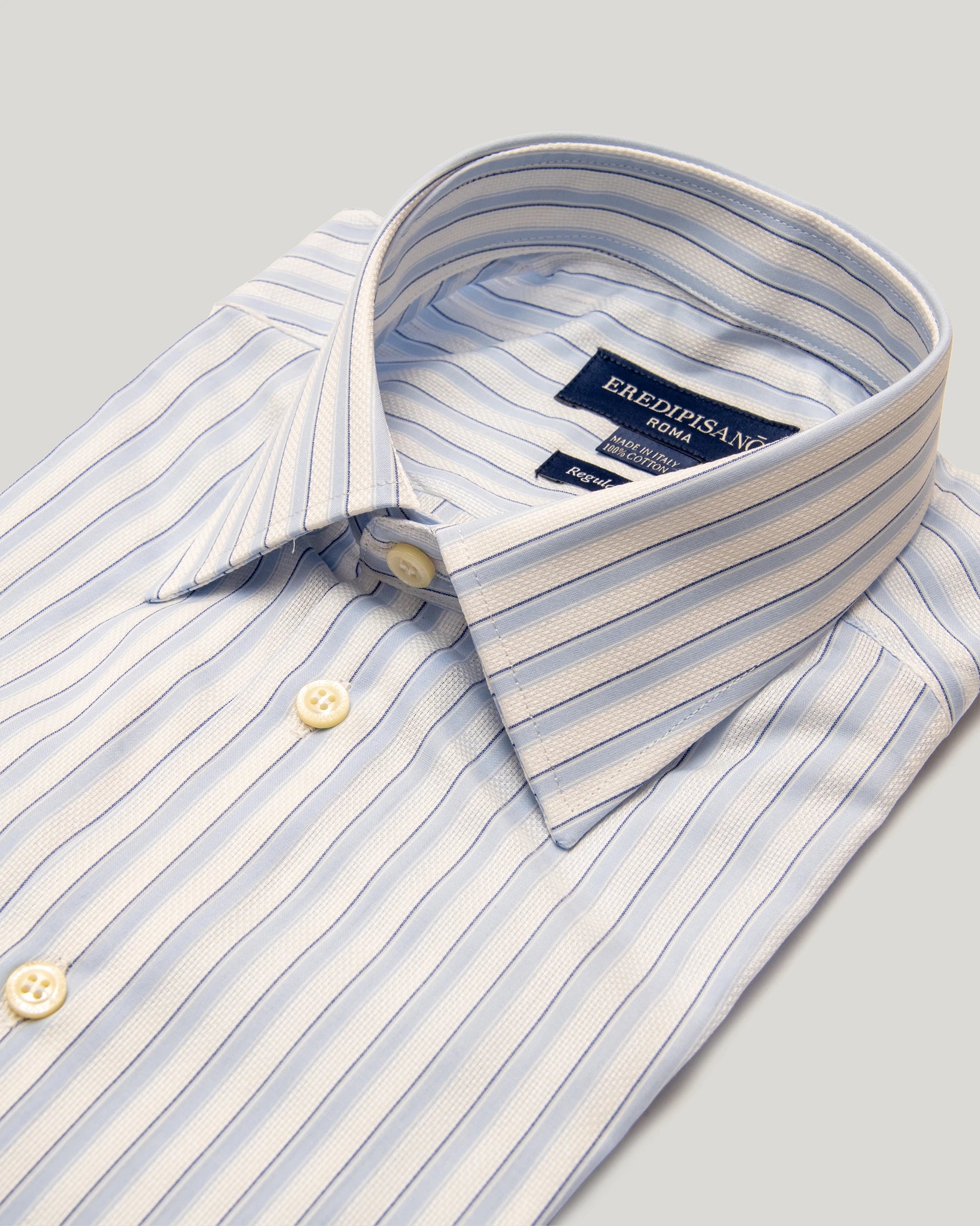 Light Blue double-striped shirt Brushed Cotton twill Regular fit Shirt Canclini fabric