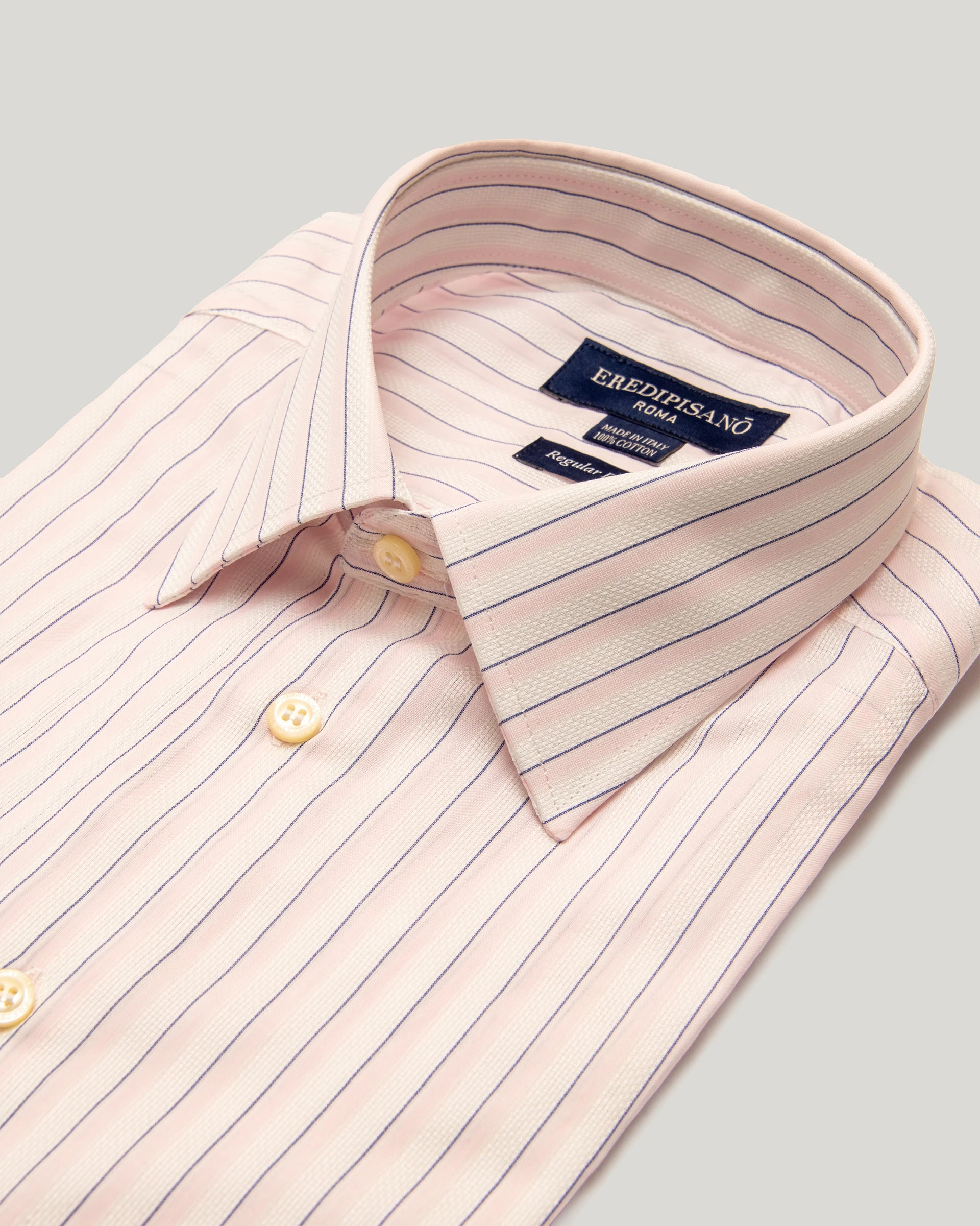 Pink double-striped shirt Brushed Cotton twill Regular fit Shirt Canclini fabric