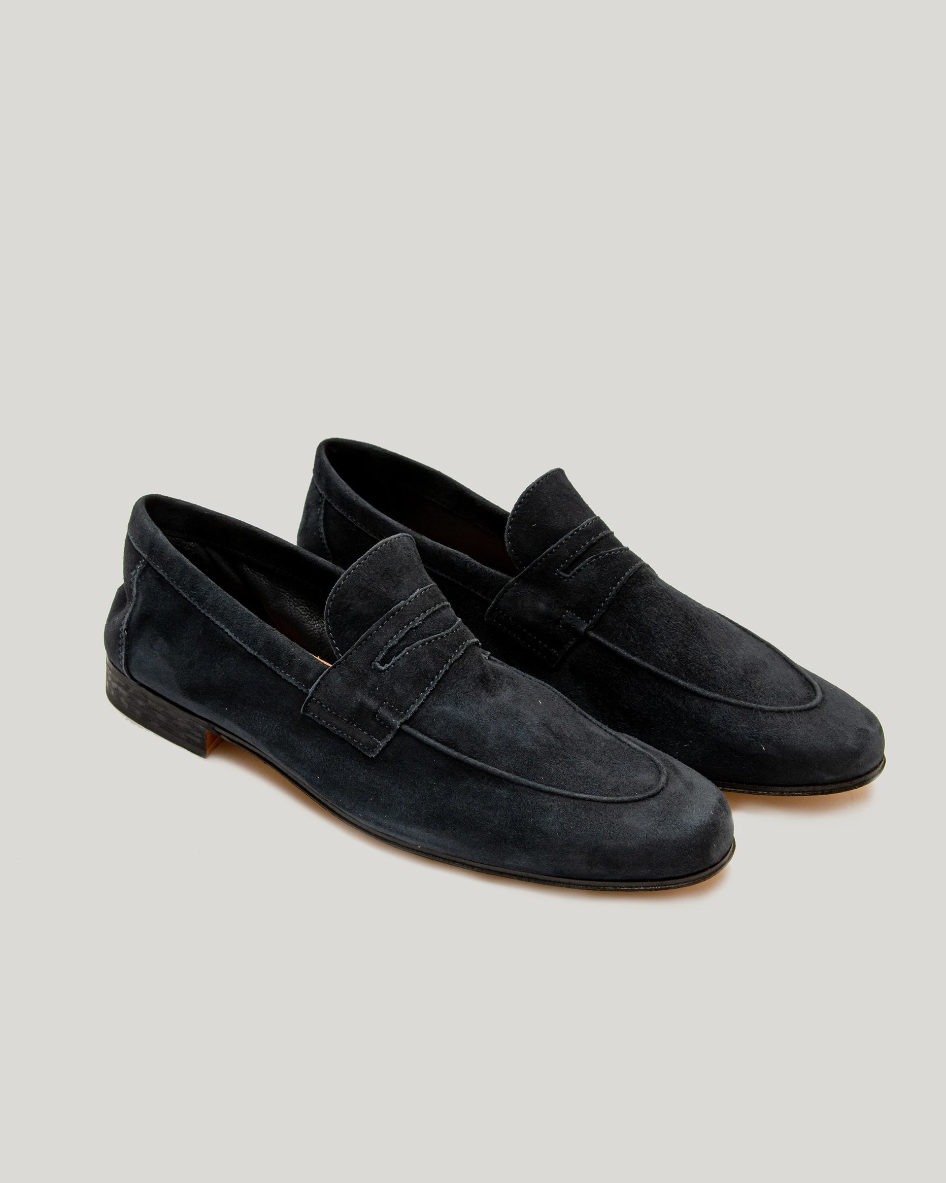 Amalfi navy blue suede leather loafer