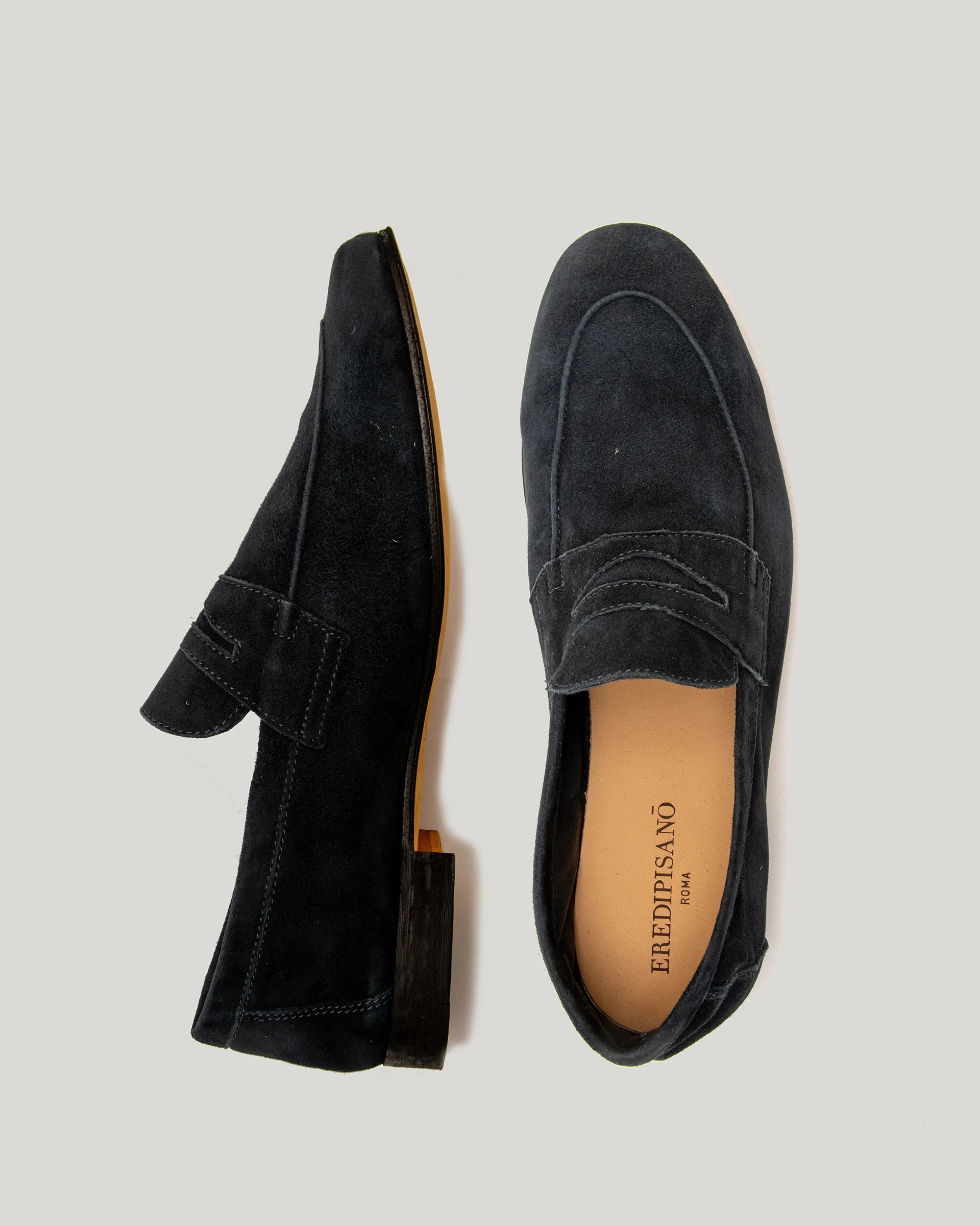 Amalfi navy blue suede leather loafer