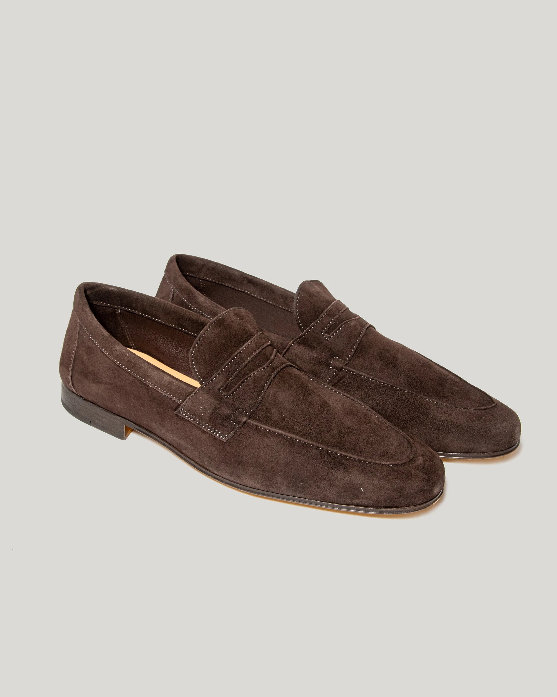 Amalfi dark brown suede leather loafer