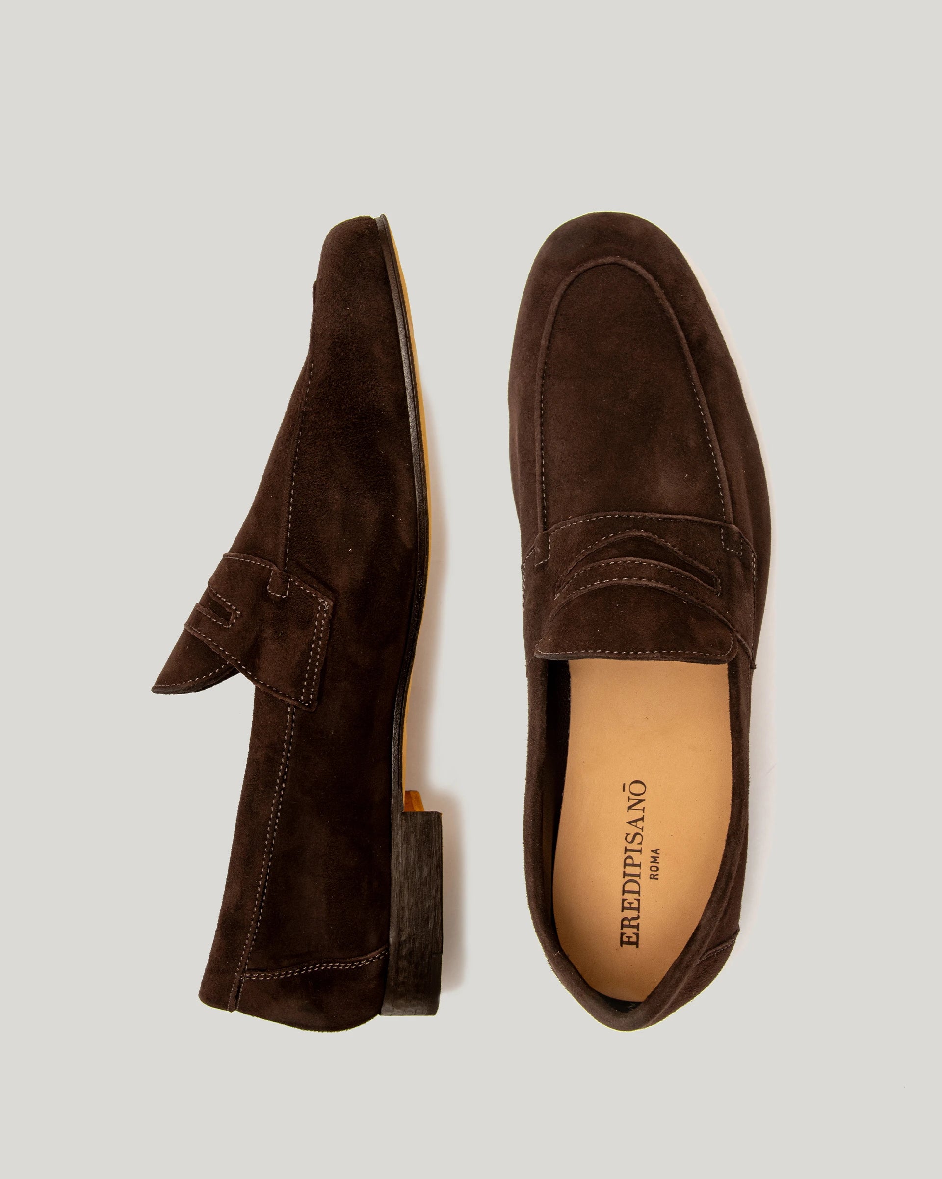 Amalfi dark brown suede leather loafer