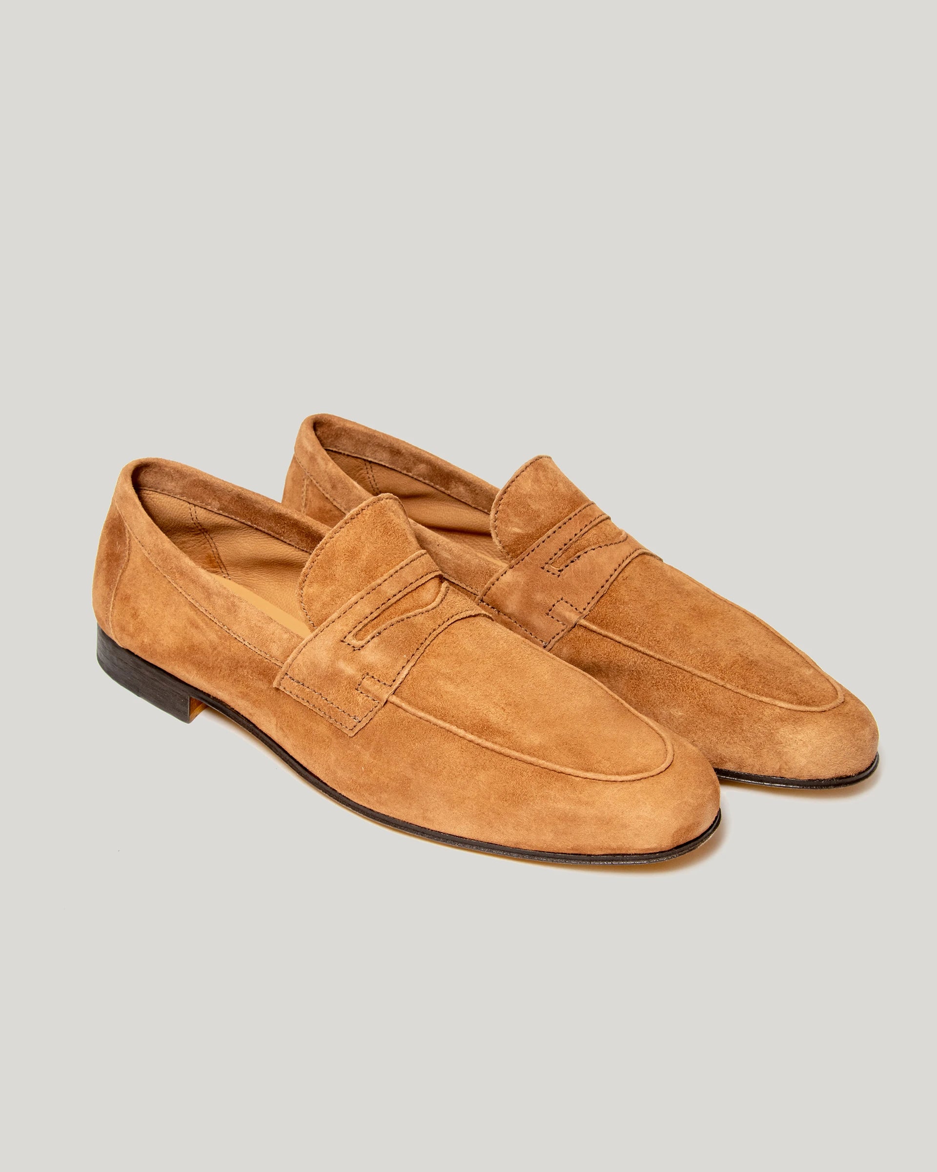 Amalfi cognac suede leather loafer