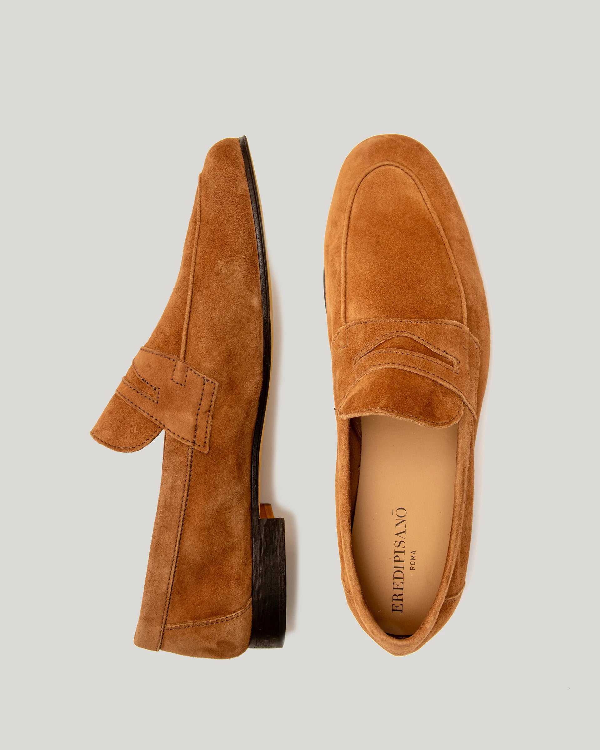 Amalfi cognac suede leather loafer