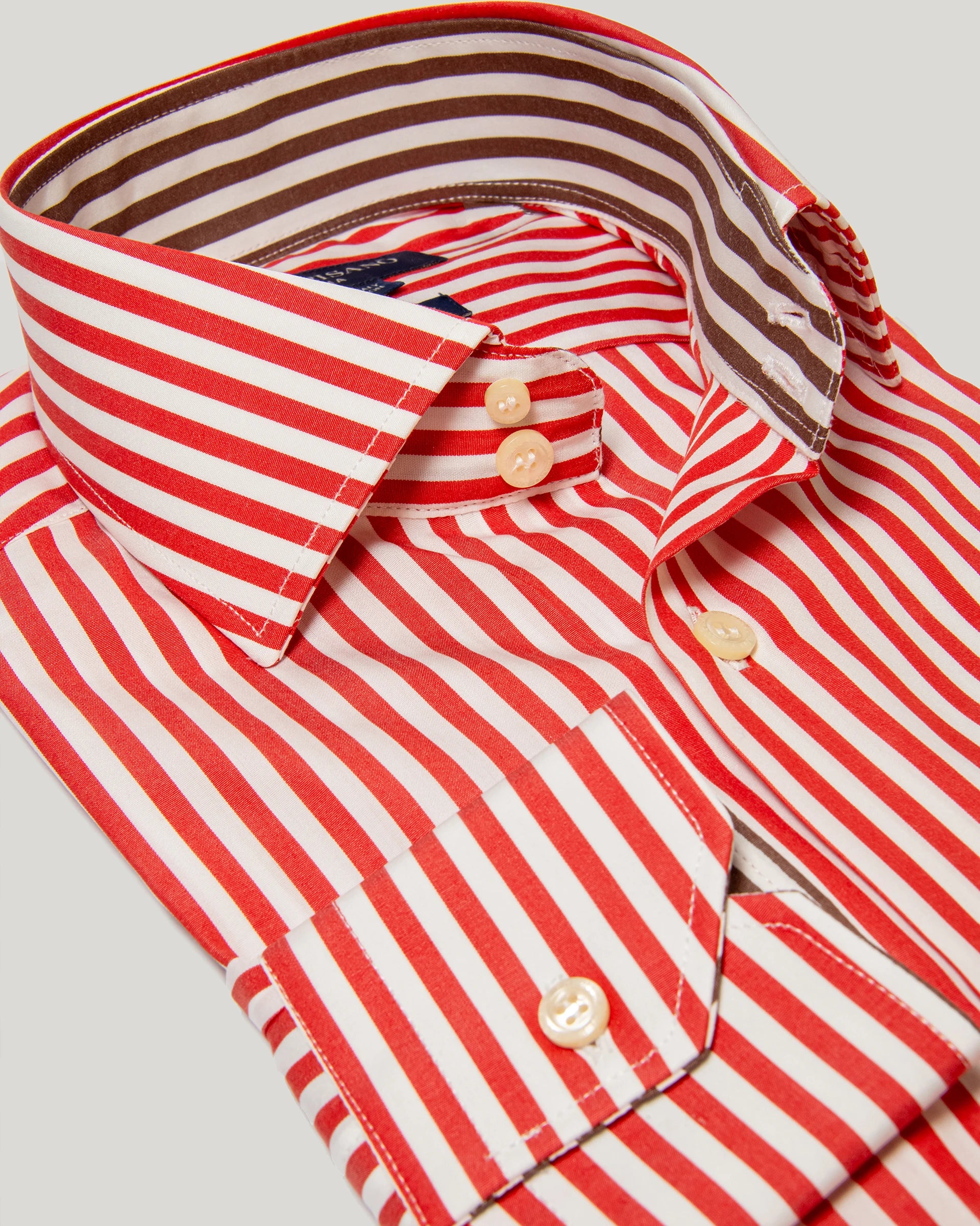 canclini dress shirts Pink double-striped Shirt Brushed Cotton twill Regular fit Shirt Canclini fabric 42