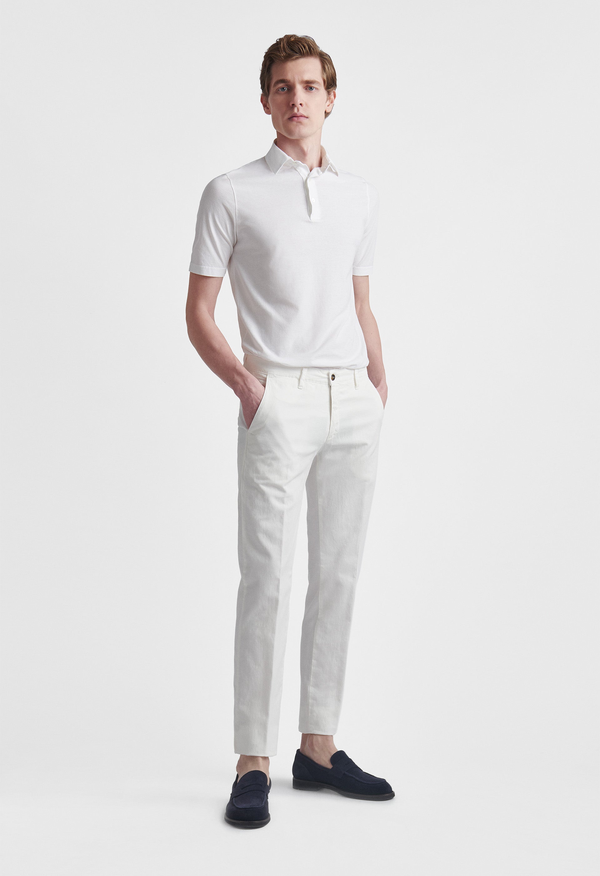 White Crepe Cotton Polo