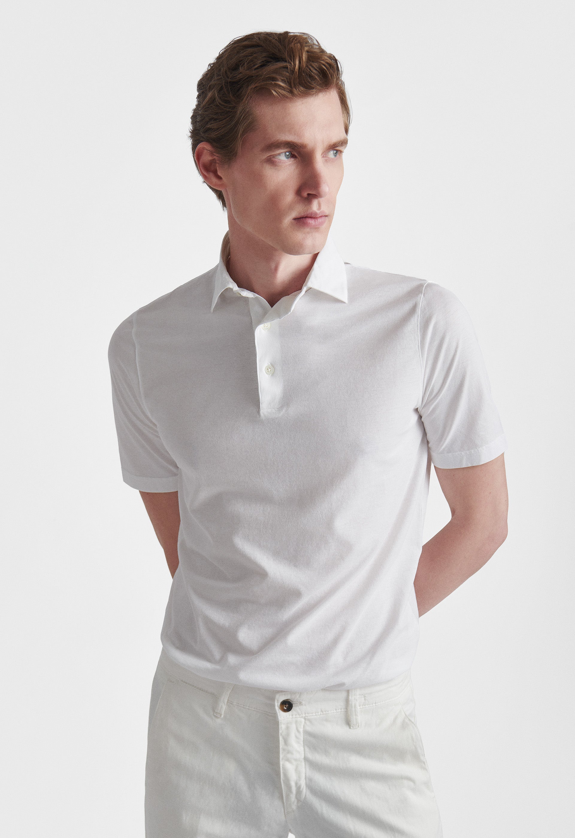 White Crepe Cotton Polo