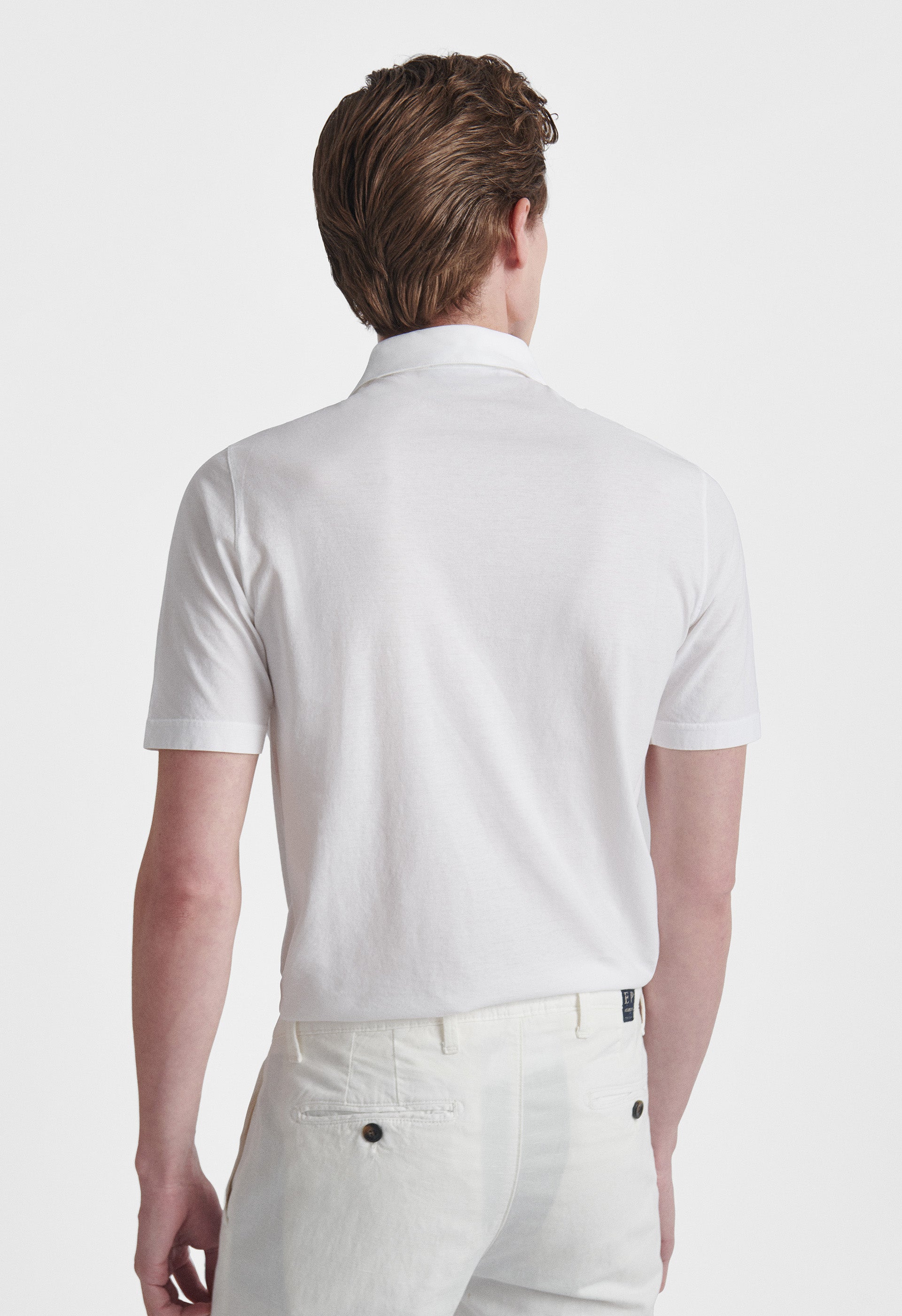 White Crepe Cotton Polo