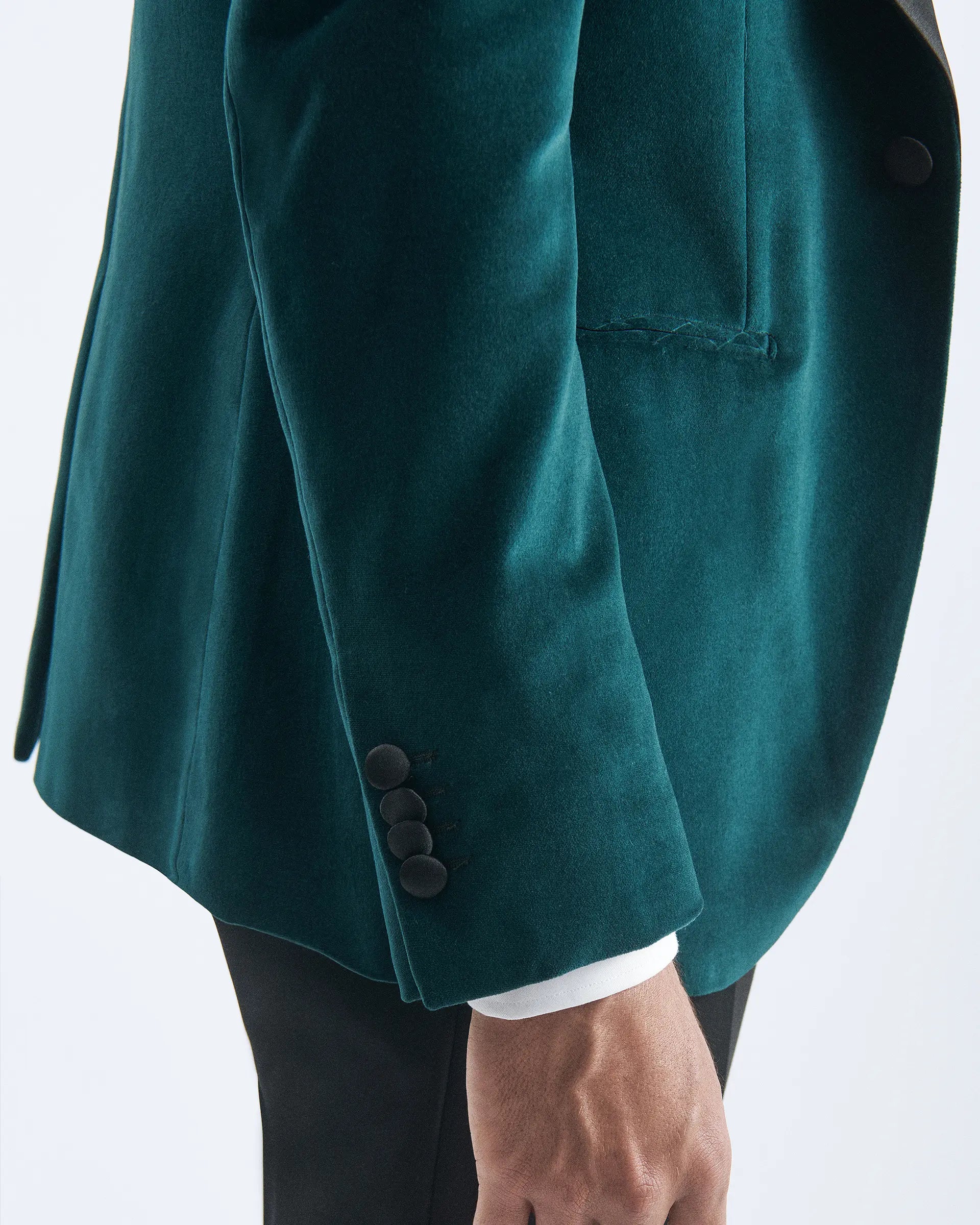 Green Tuxedo Jacket  in Cotton Velvet