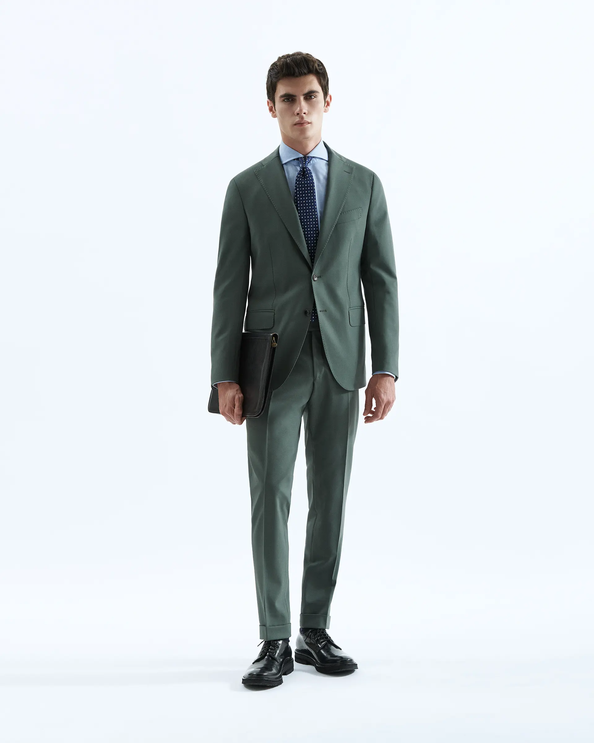 Green Wool Stretch Suits - Reda fabric