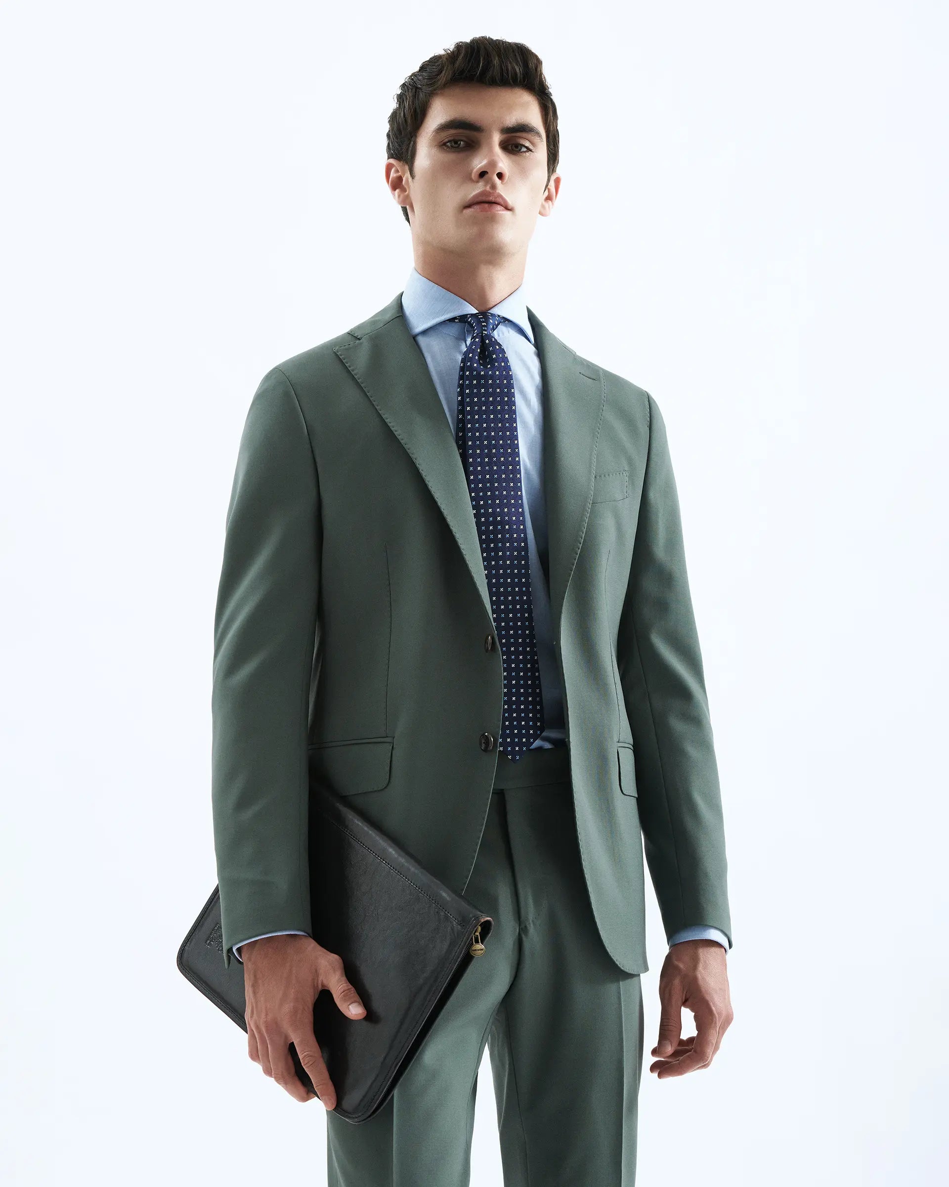 Green Wool Stretch Suits - Reda fabric