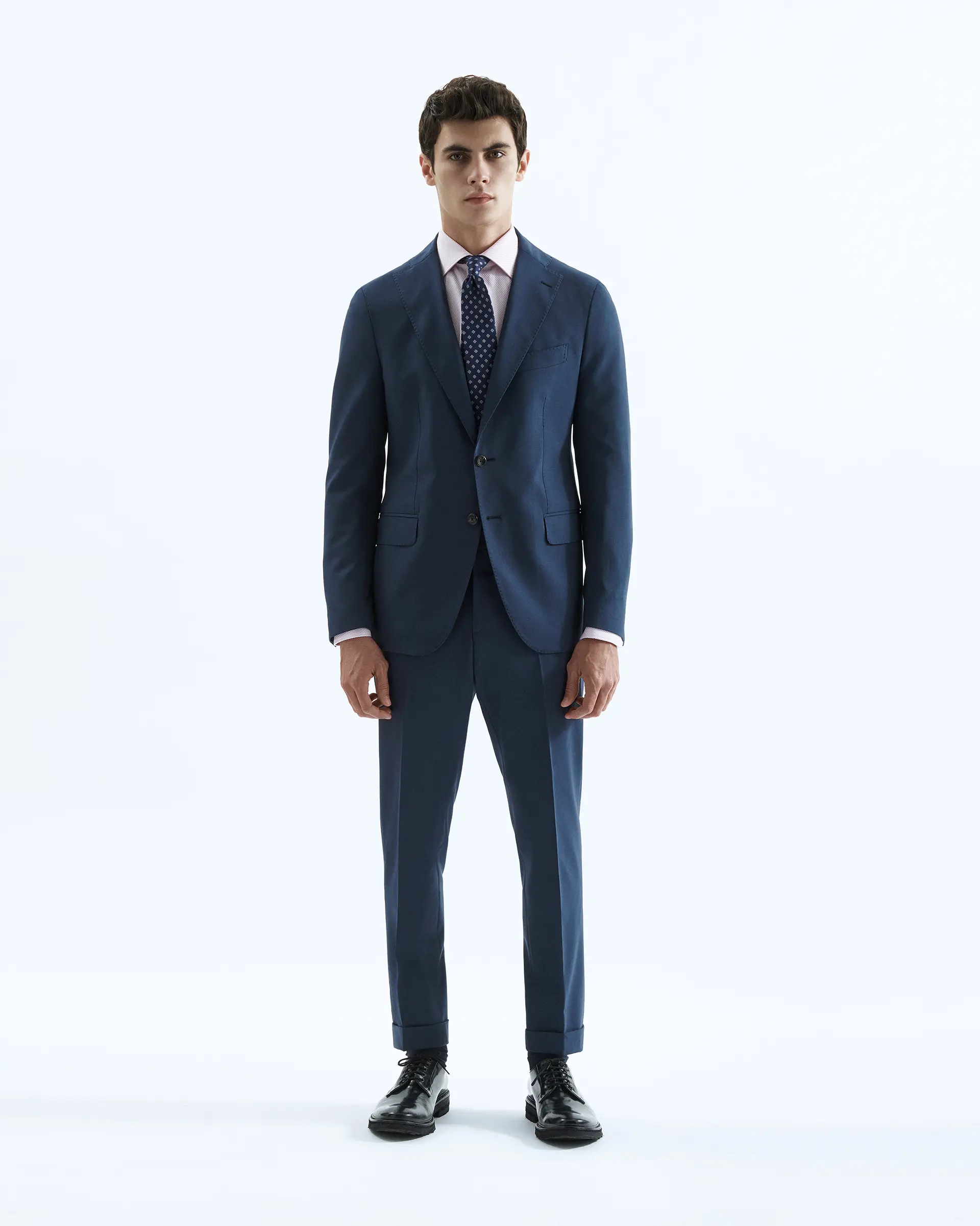 Blue Wool Stretch Suits - Reda fabric