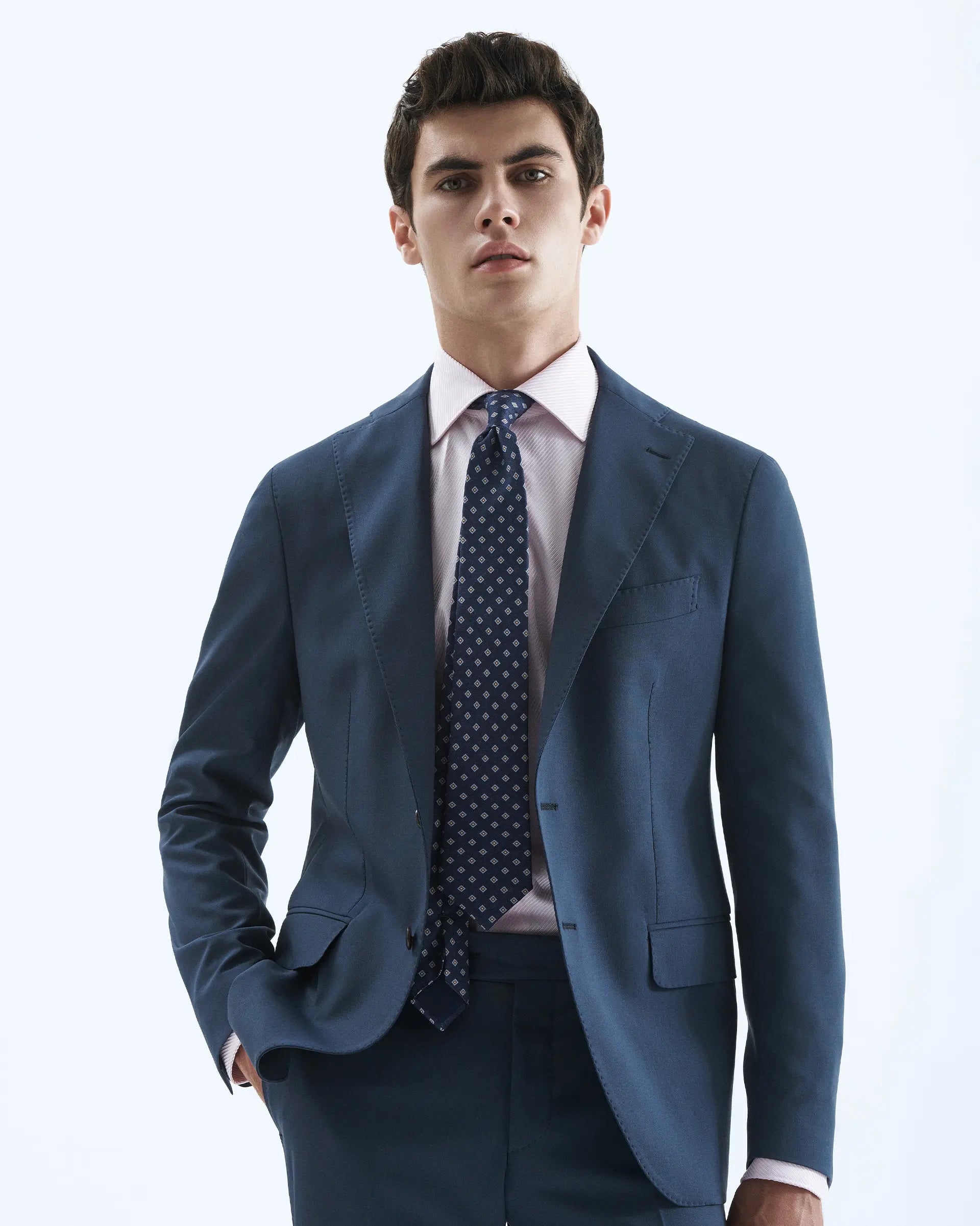 Blue Wool Stretch Suits - Reda fabric