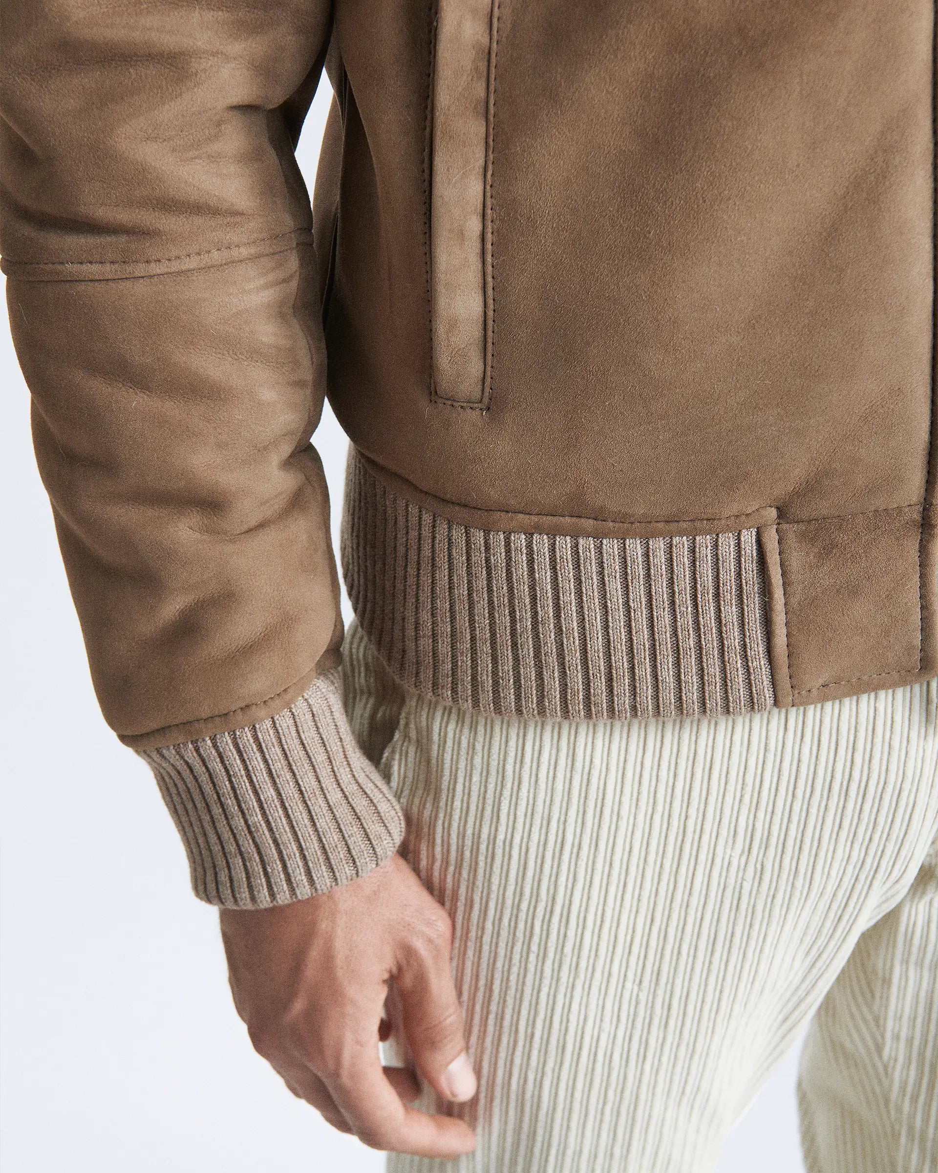 Taupe Shearling Bomber