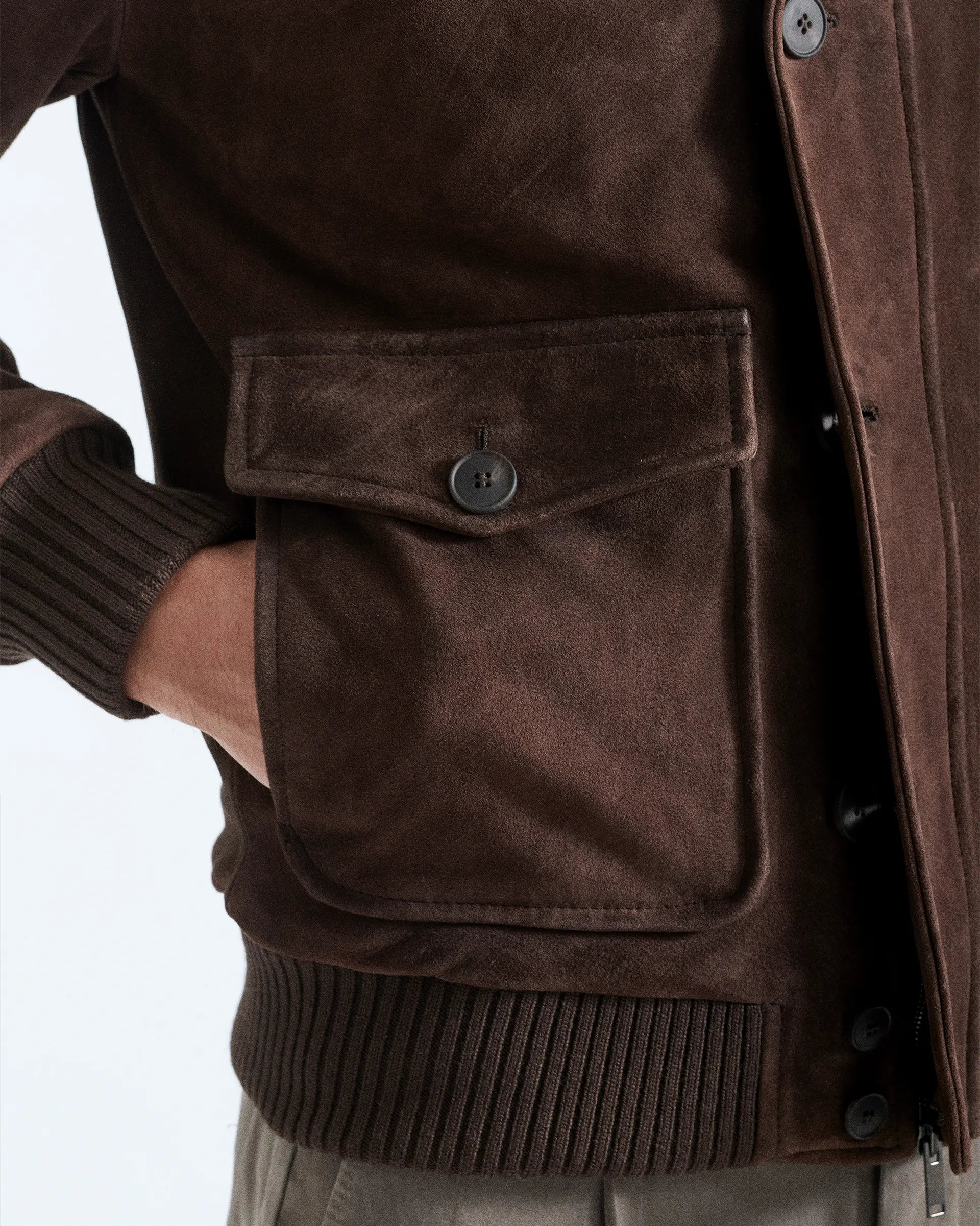 Brown Suede Leather Bomber
