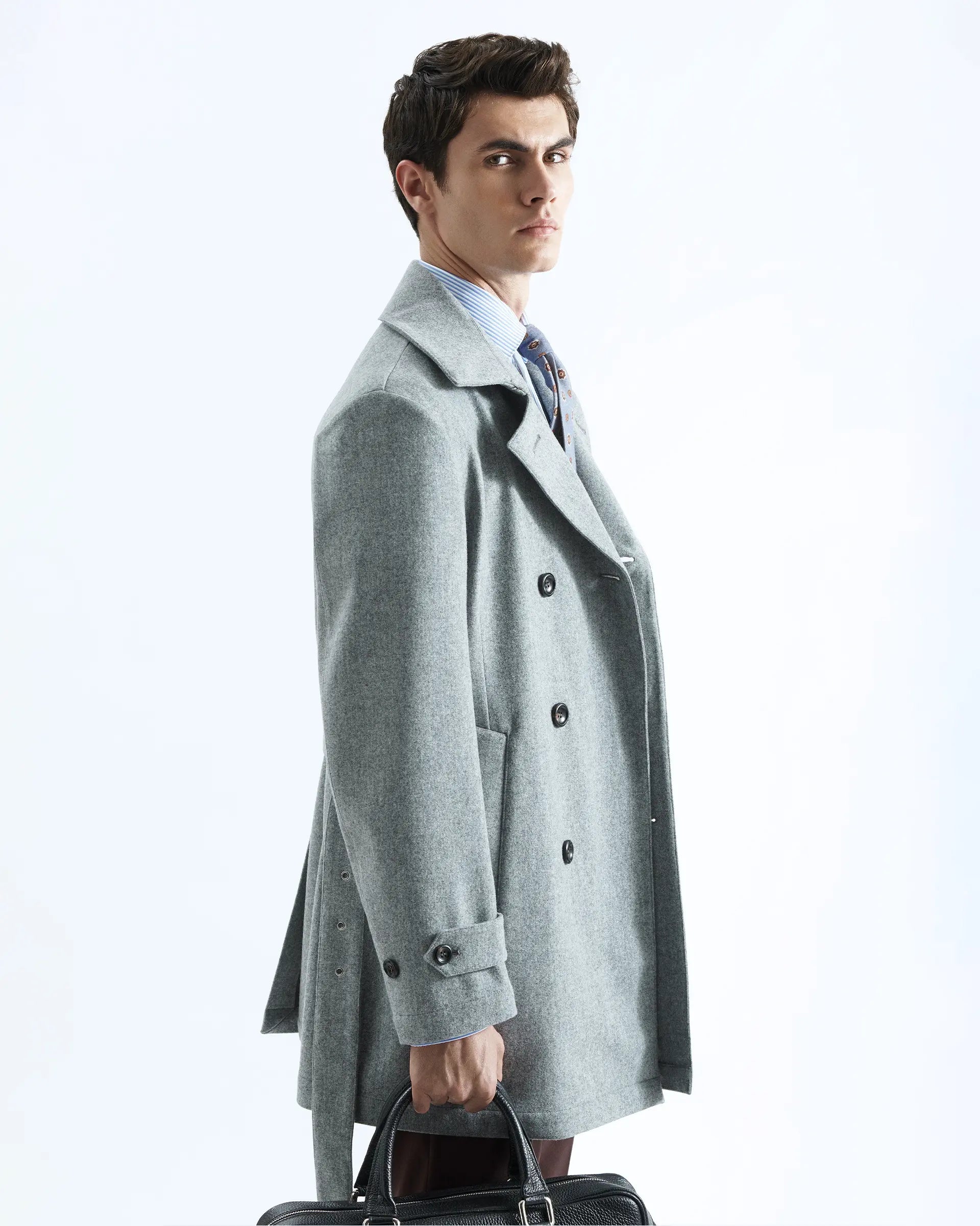 Grey Wool Coats - Loro Piana "Storm System" fabric
