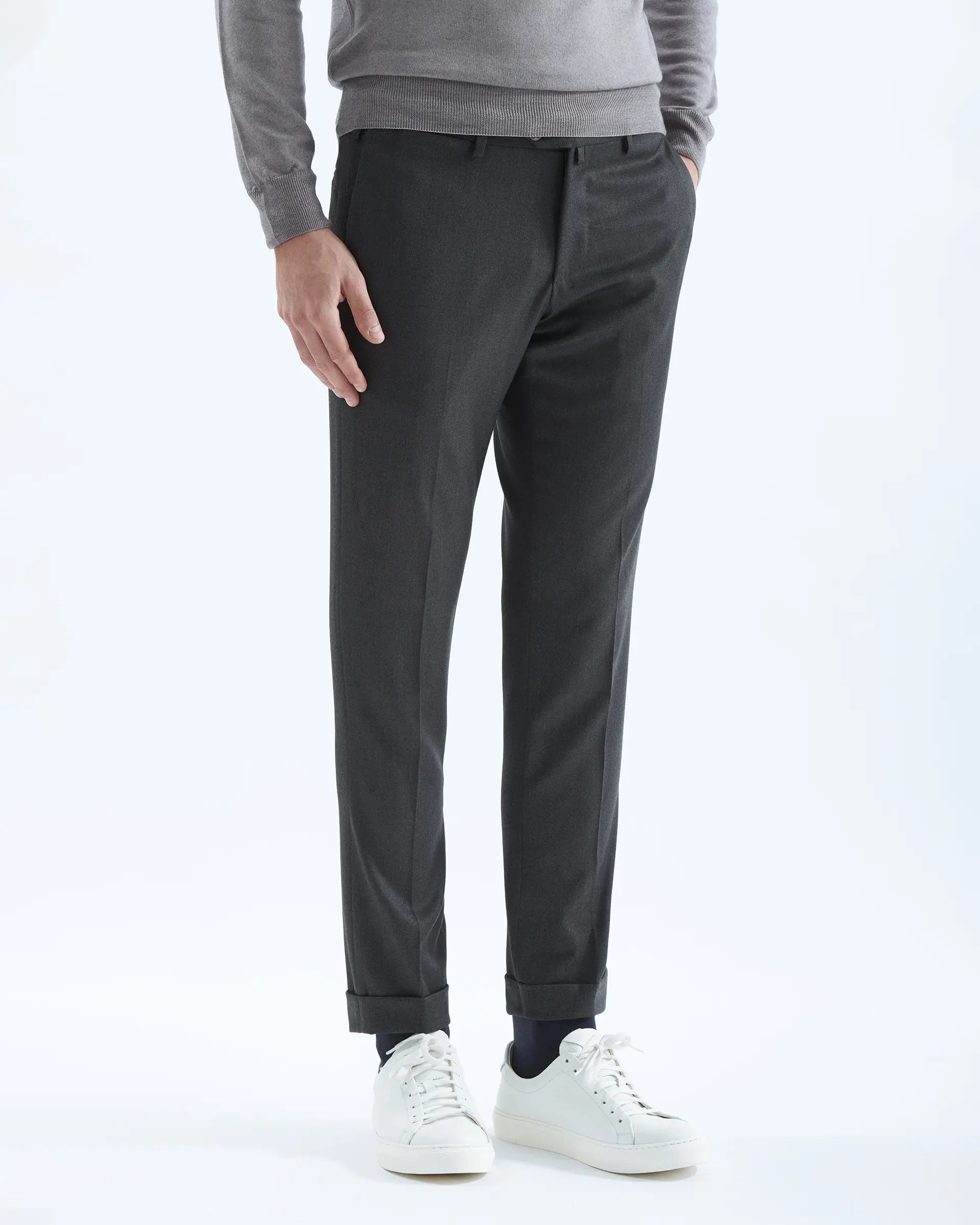 Grey Wool Stretch Pants