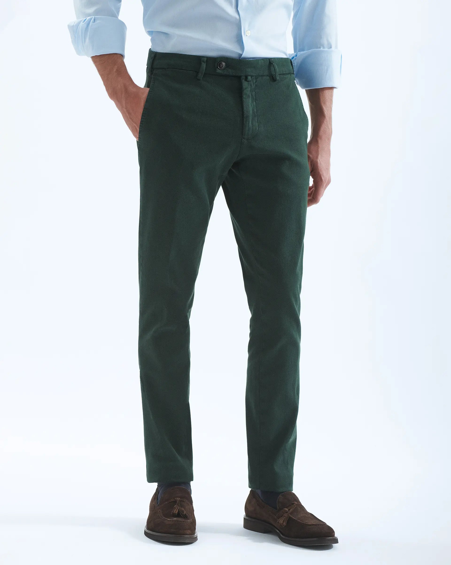 Green Canvas Cotton Stretch pants