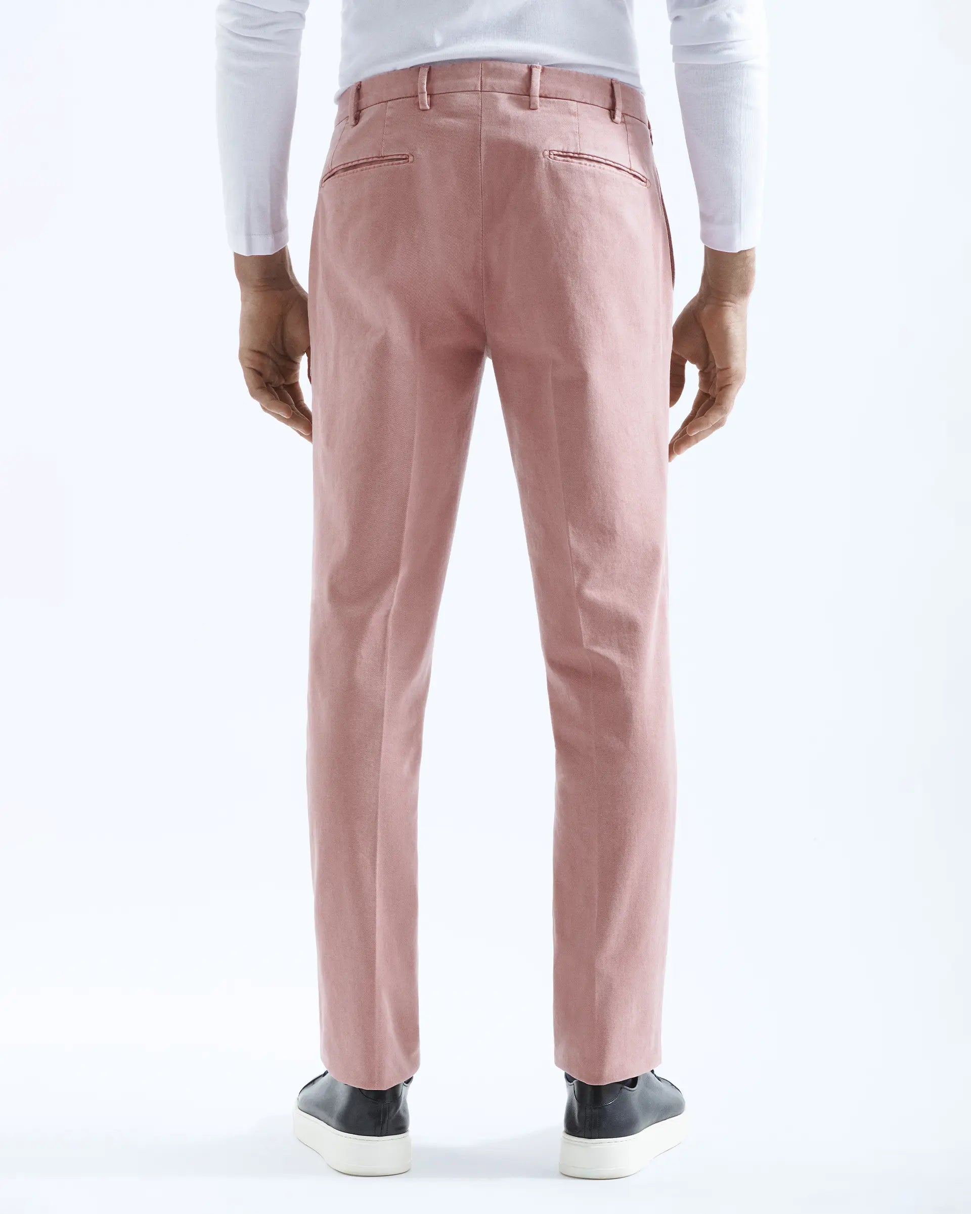 Pink Twill Cotton Stretch Pants