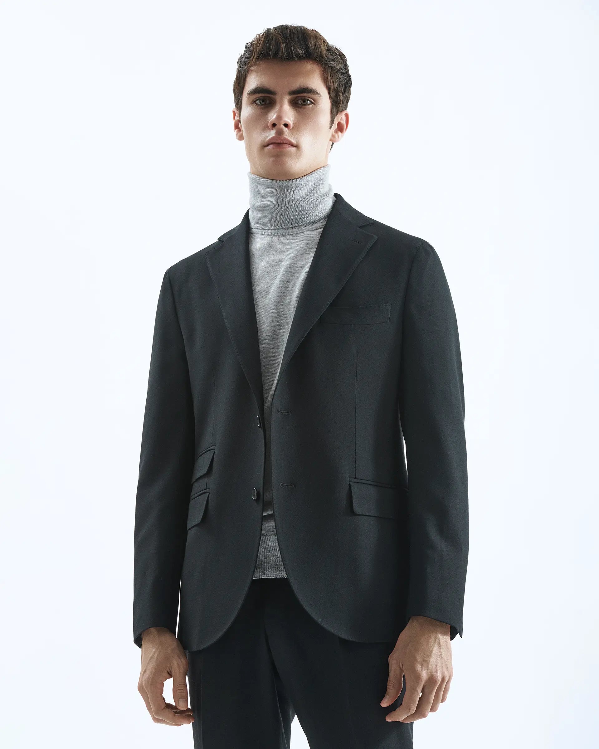 Black Wool Pure Suits -Vitale Barberis & canonico fabric