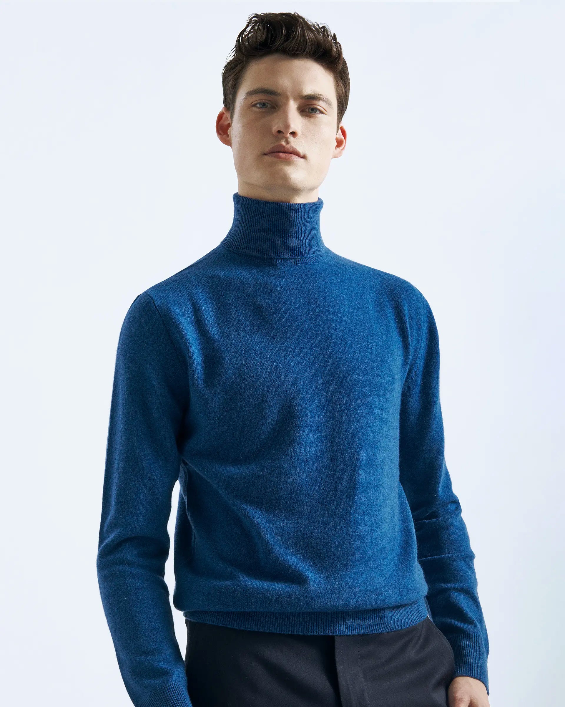 Blue Cashmere Turleneck Sweaters