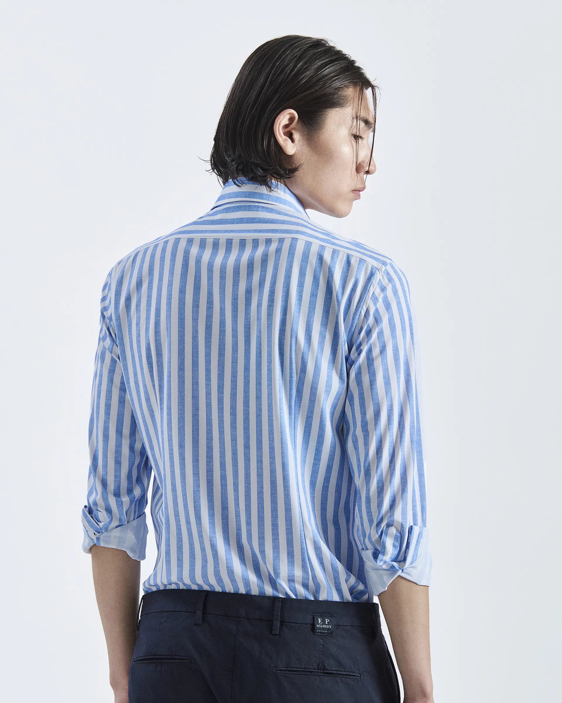 Light Blue Striped Easy Iron Comfort Fit with Cutaway Collar Shirt