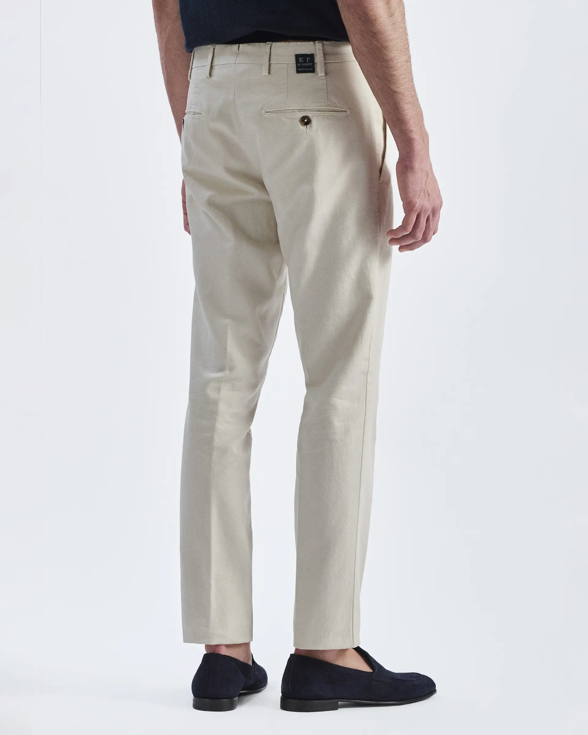 Beige Linen and Cotton Stretch Pants