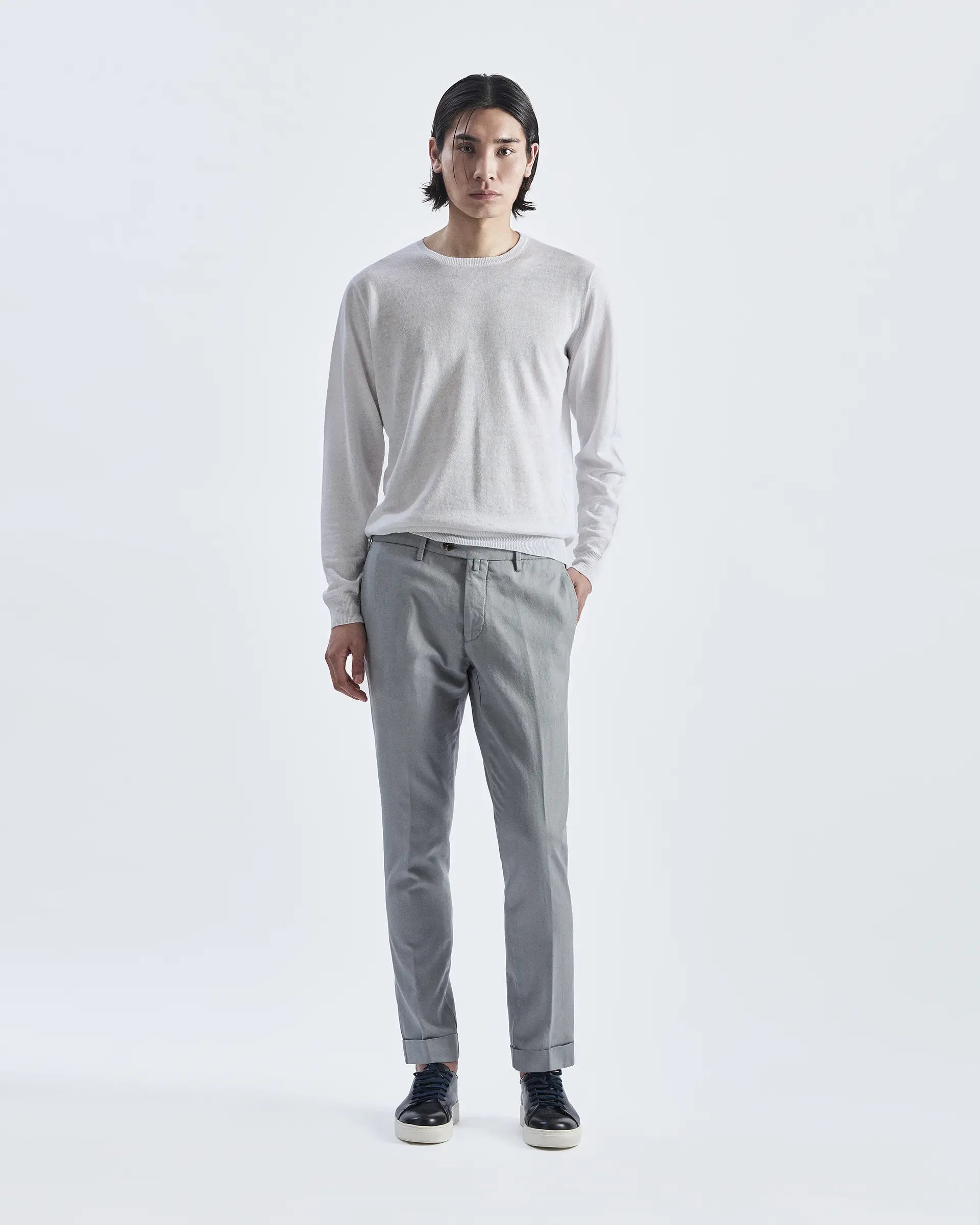 Grey Linen and Cotton Stretch Pants