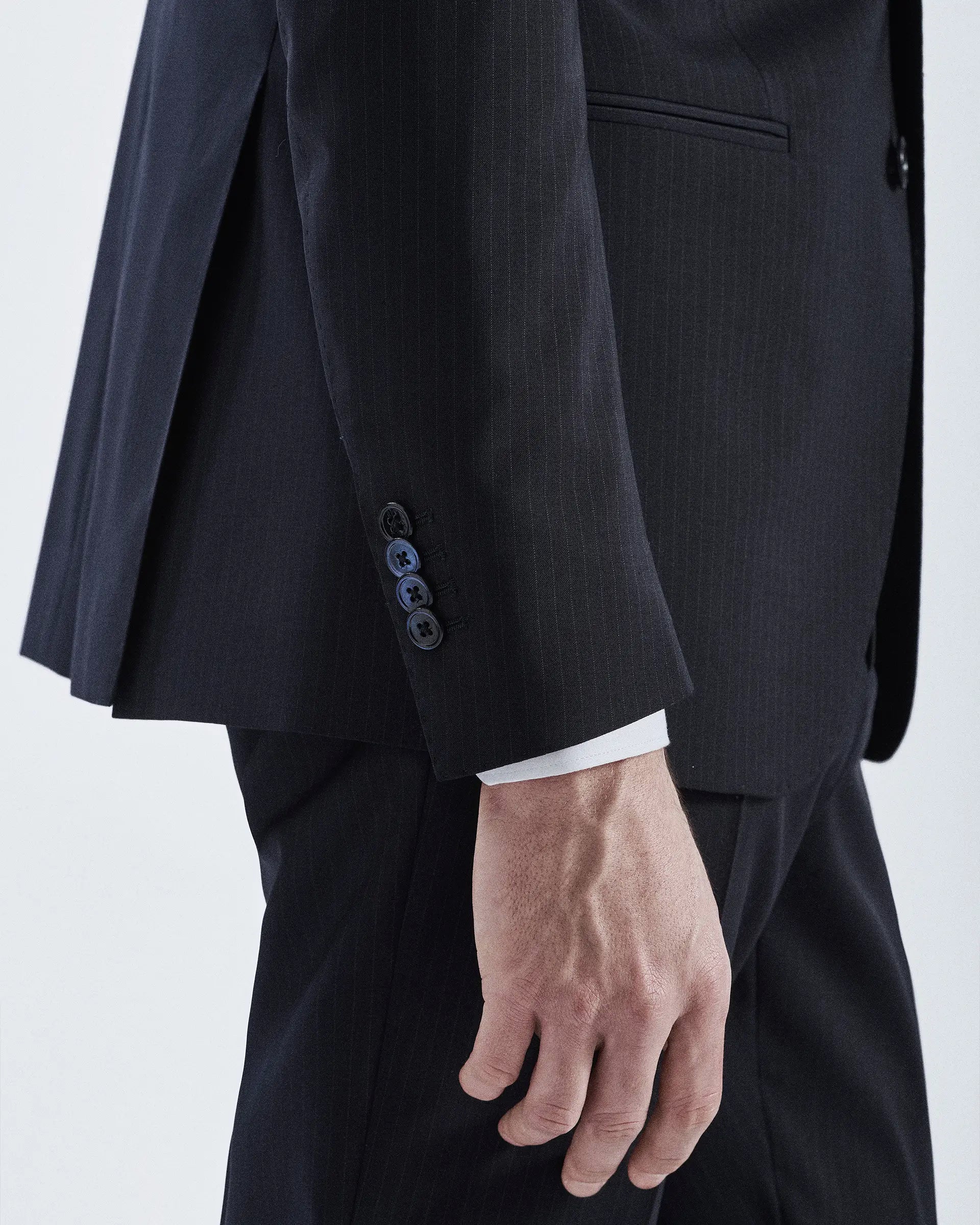 Blue Pinstripe Pure Wool Suits- Tollegno Fabric