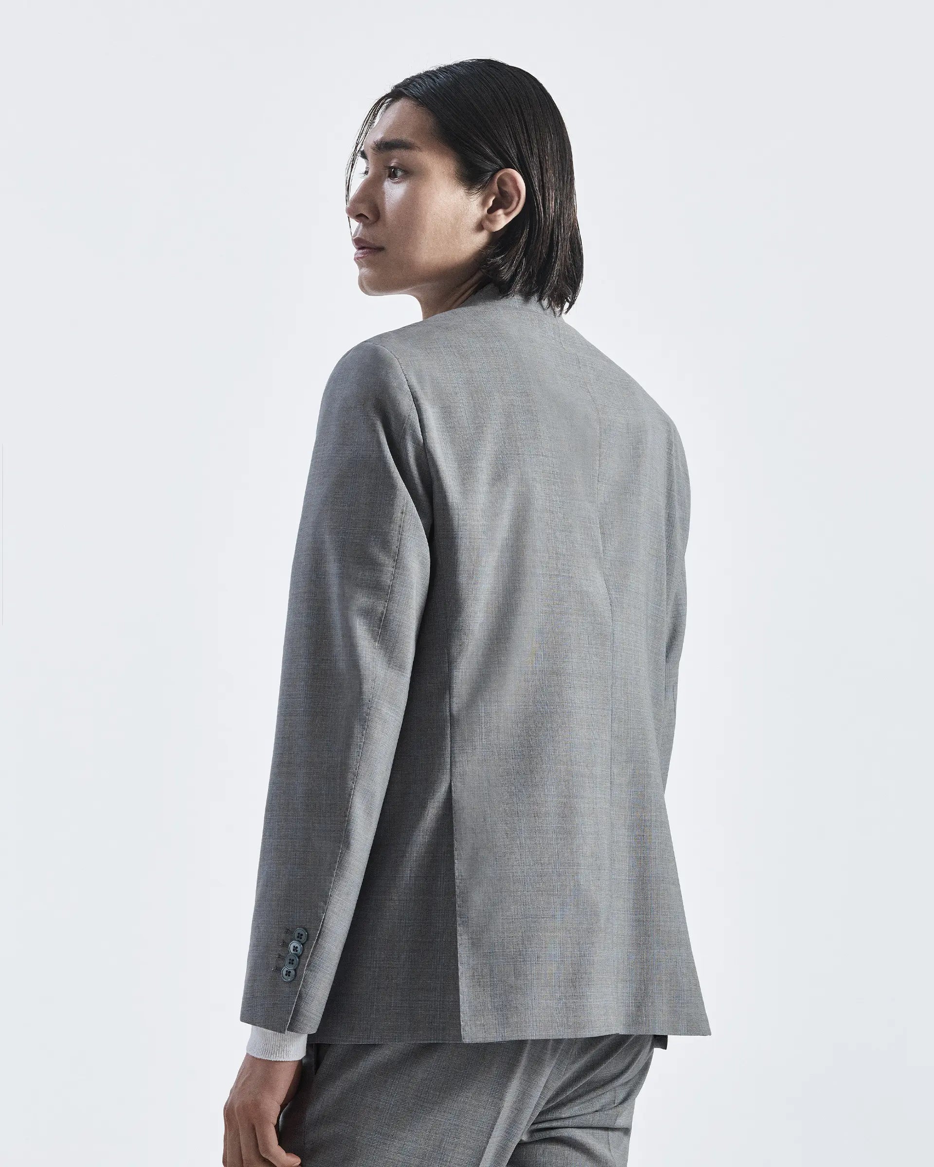 Mid Grey Check Wool Stretch Suits - Reda Flexo Fabric