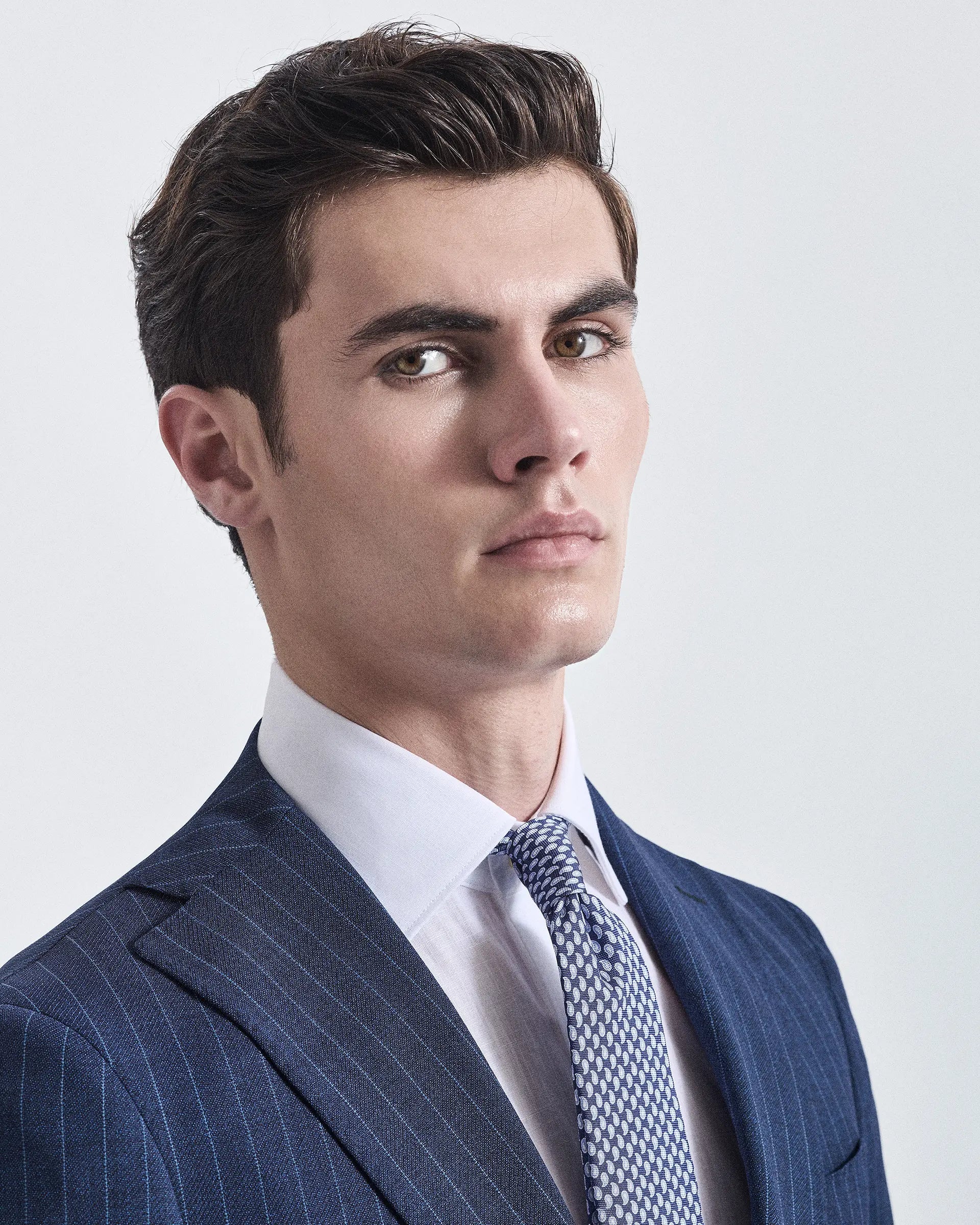 Blue Pinstripe Pure Wool Suits - LoroPiana Fabric