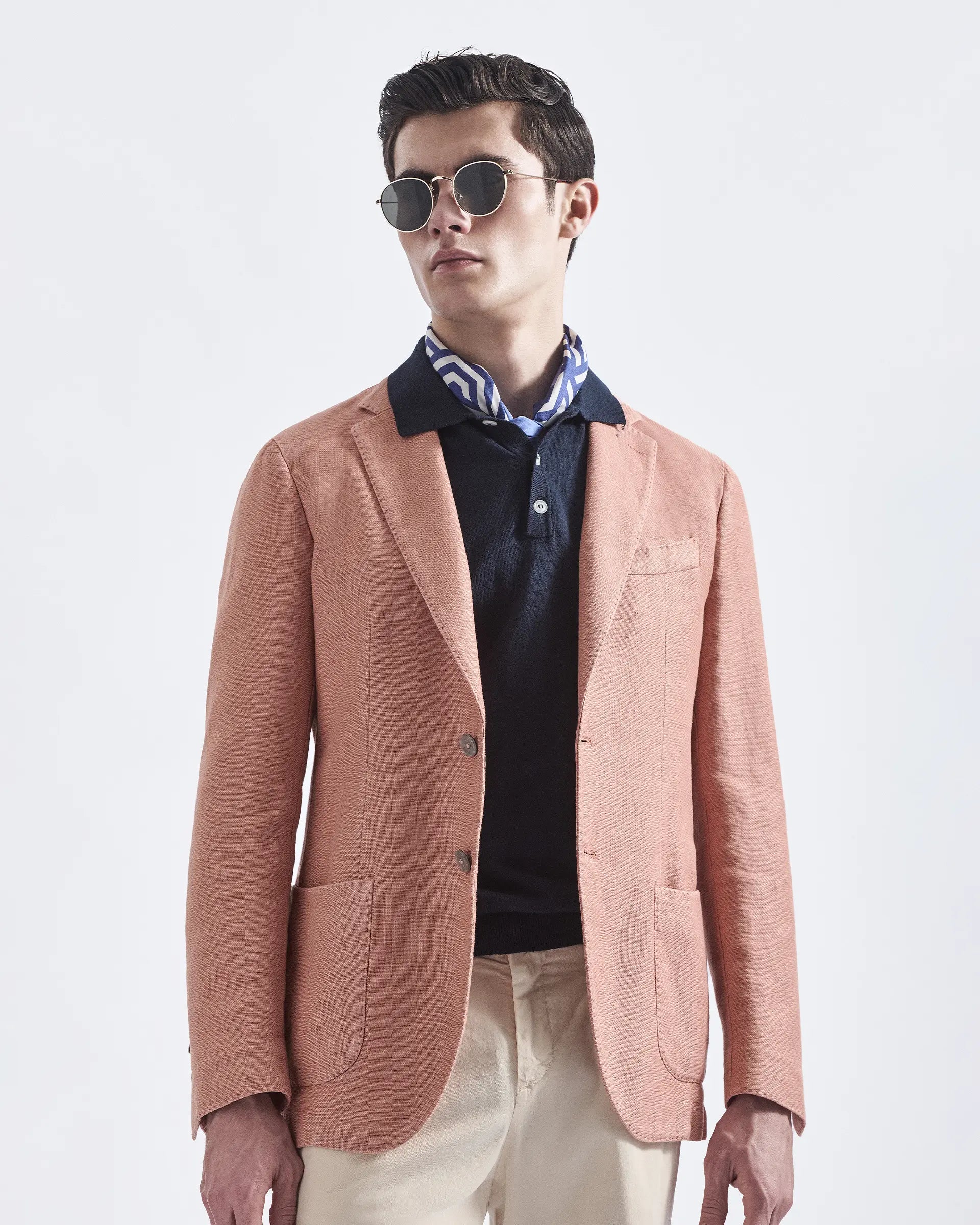 Pink Garment-dyed cotton and linen jacket