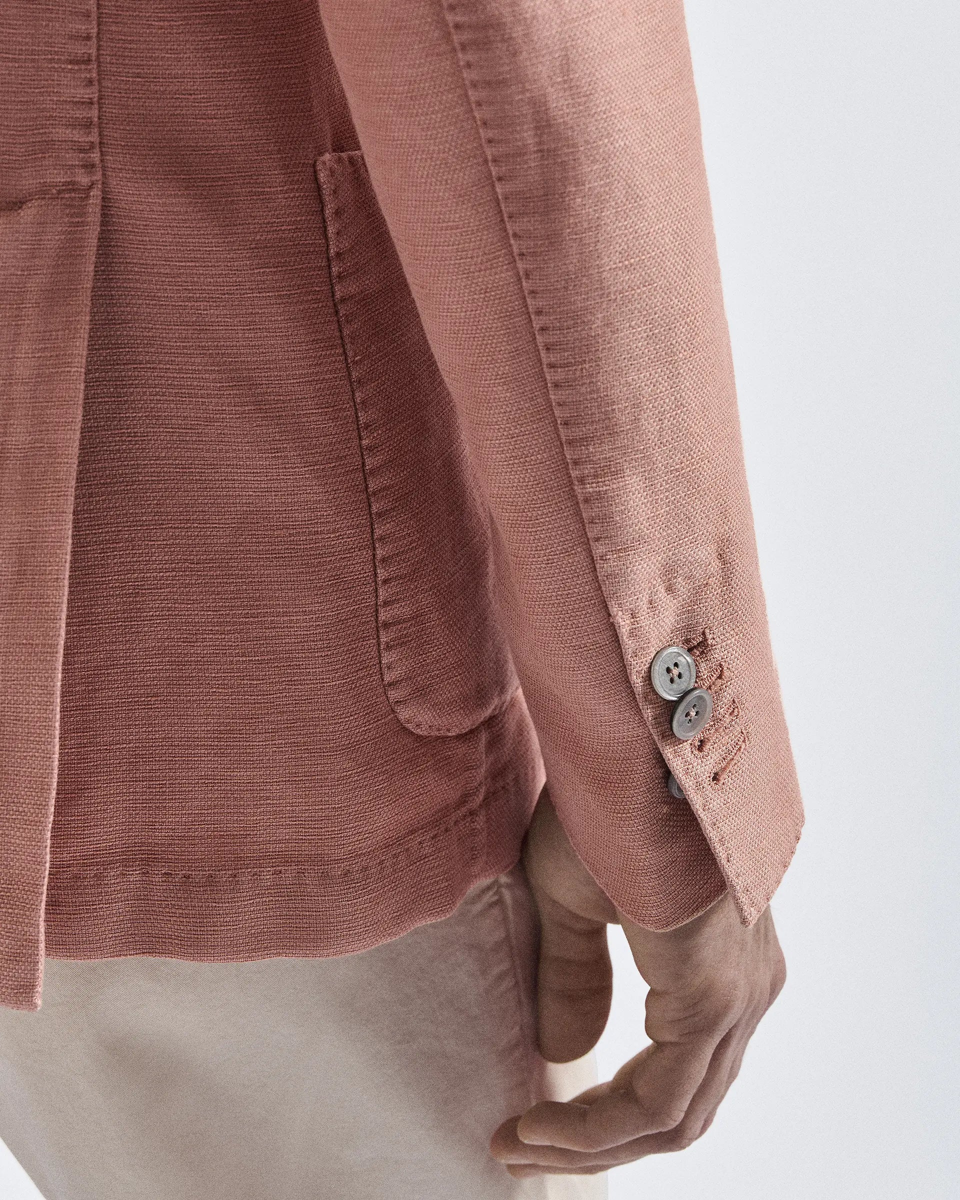 Pink Garment-dyed cotton and linen jacket