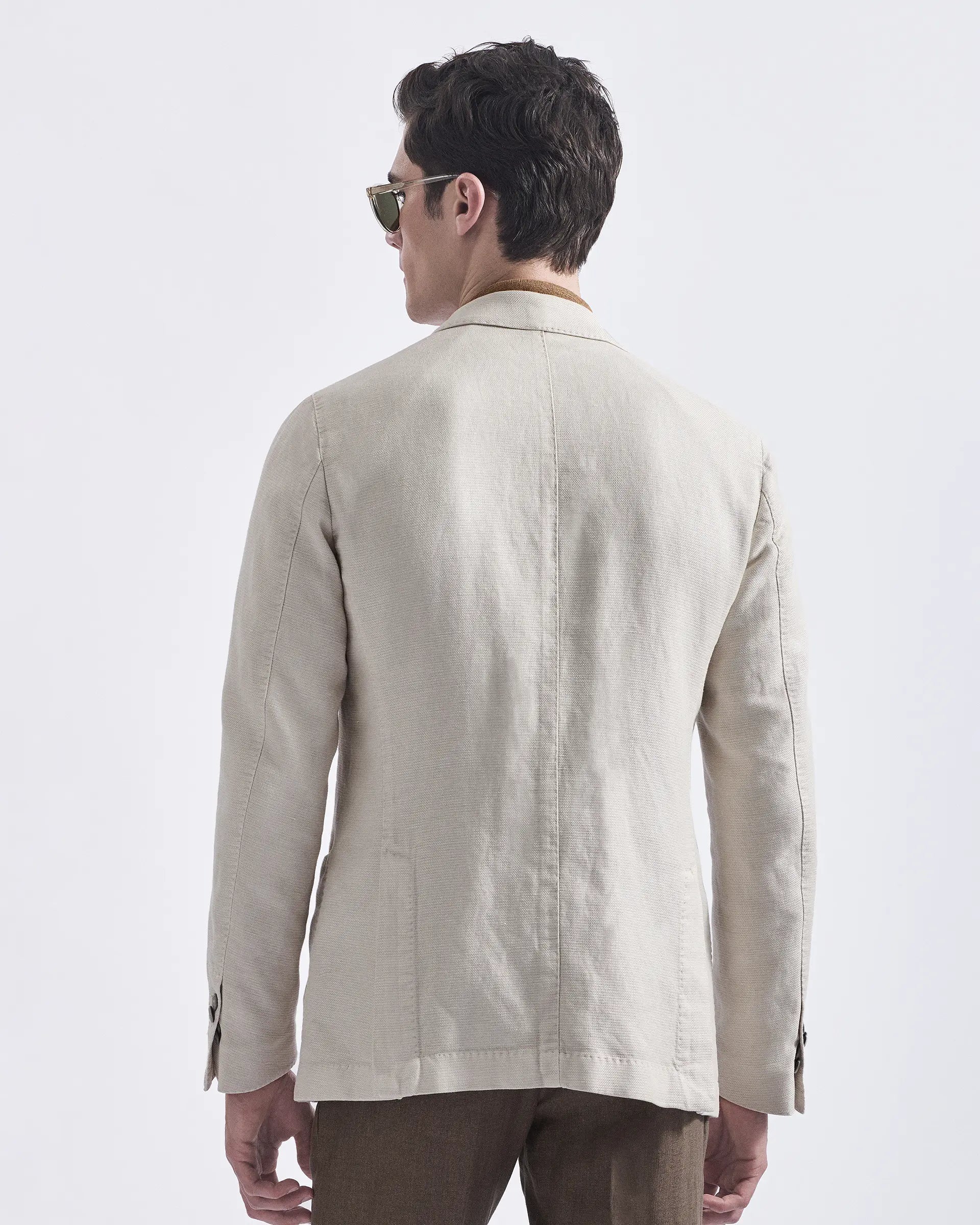 Sand Garment-dyed cotton and linen Jacket