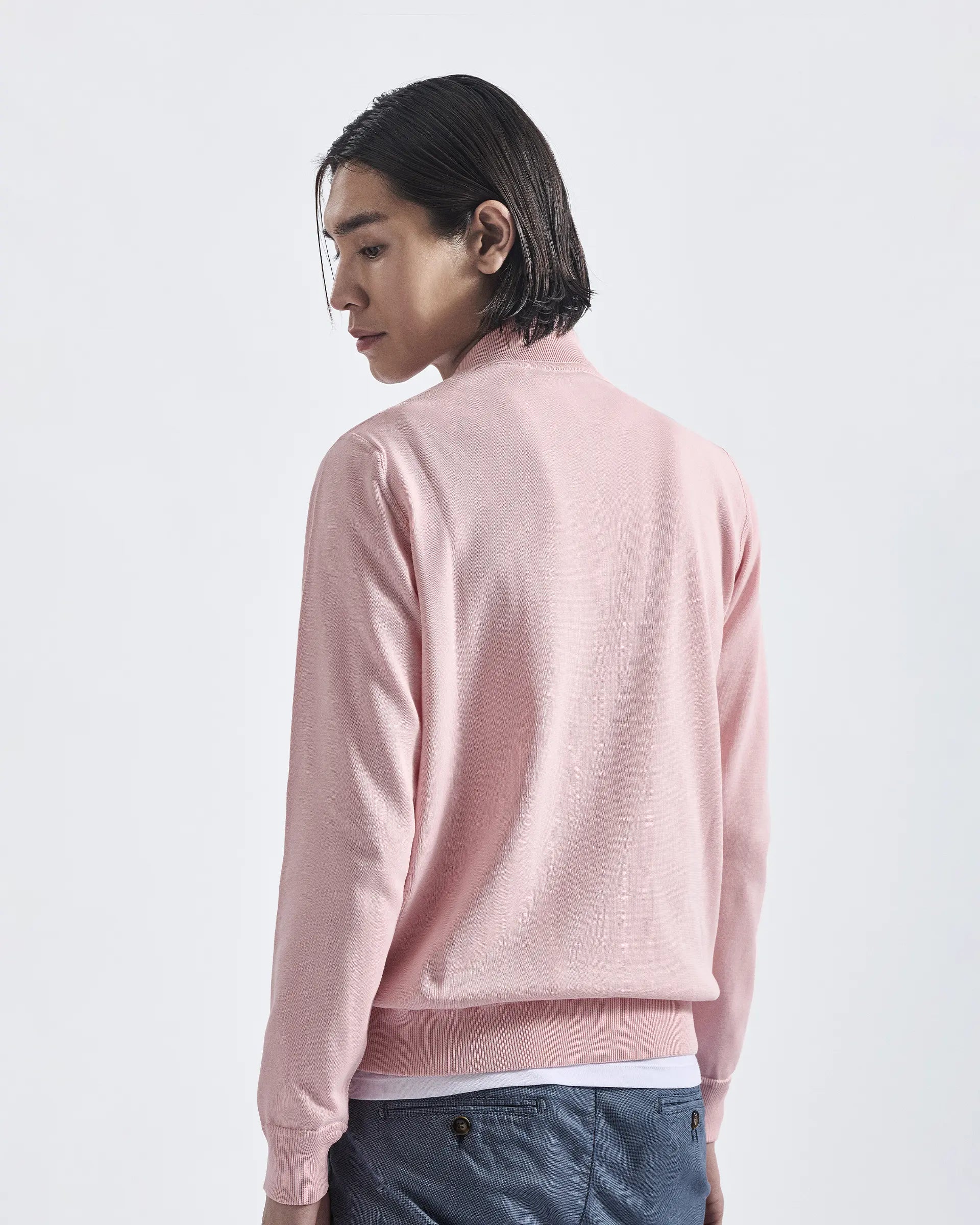 Pink zip cardigan in pure cotton