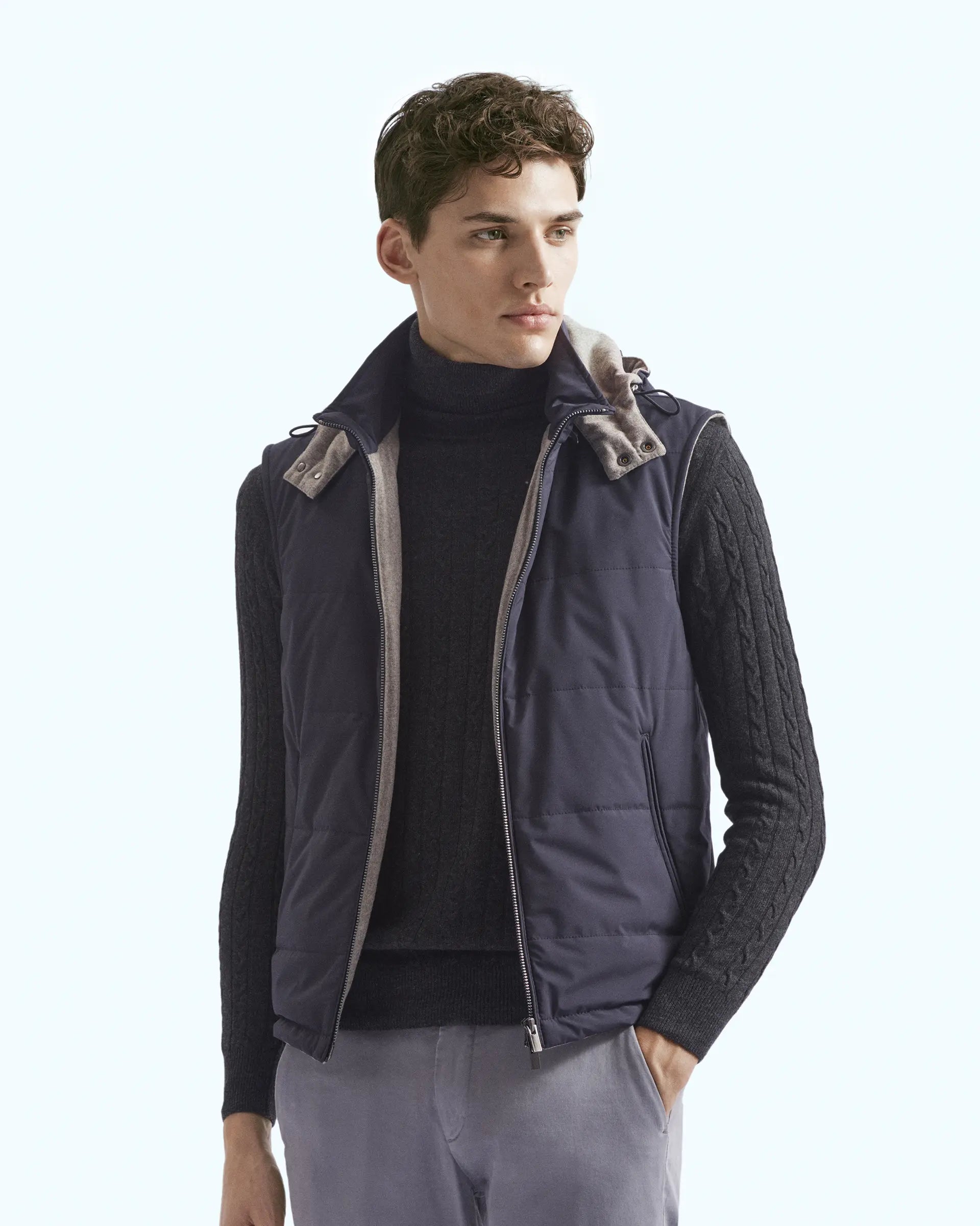 Blue Hooded "Olmetex" Gilet