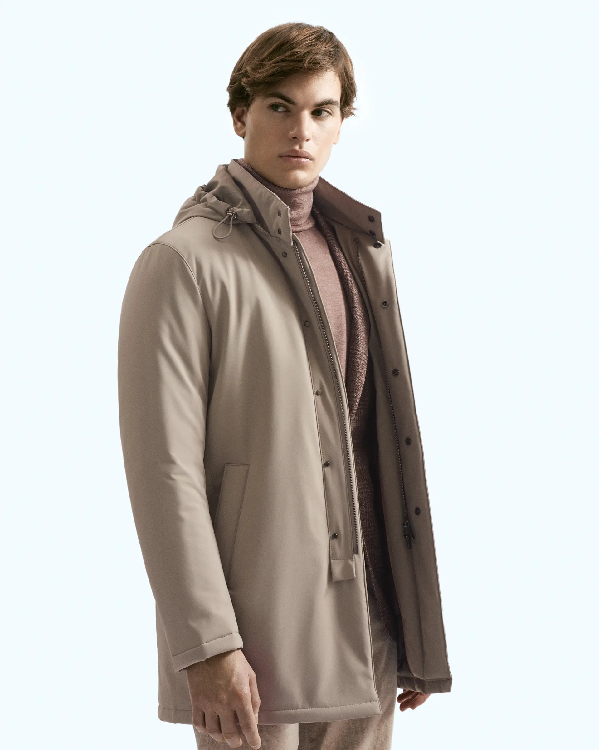 Beige jacket in Olmetex technical fabric