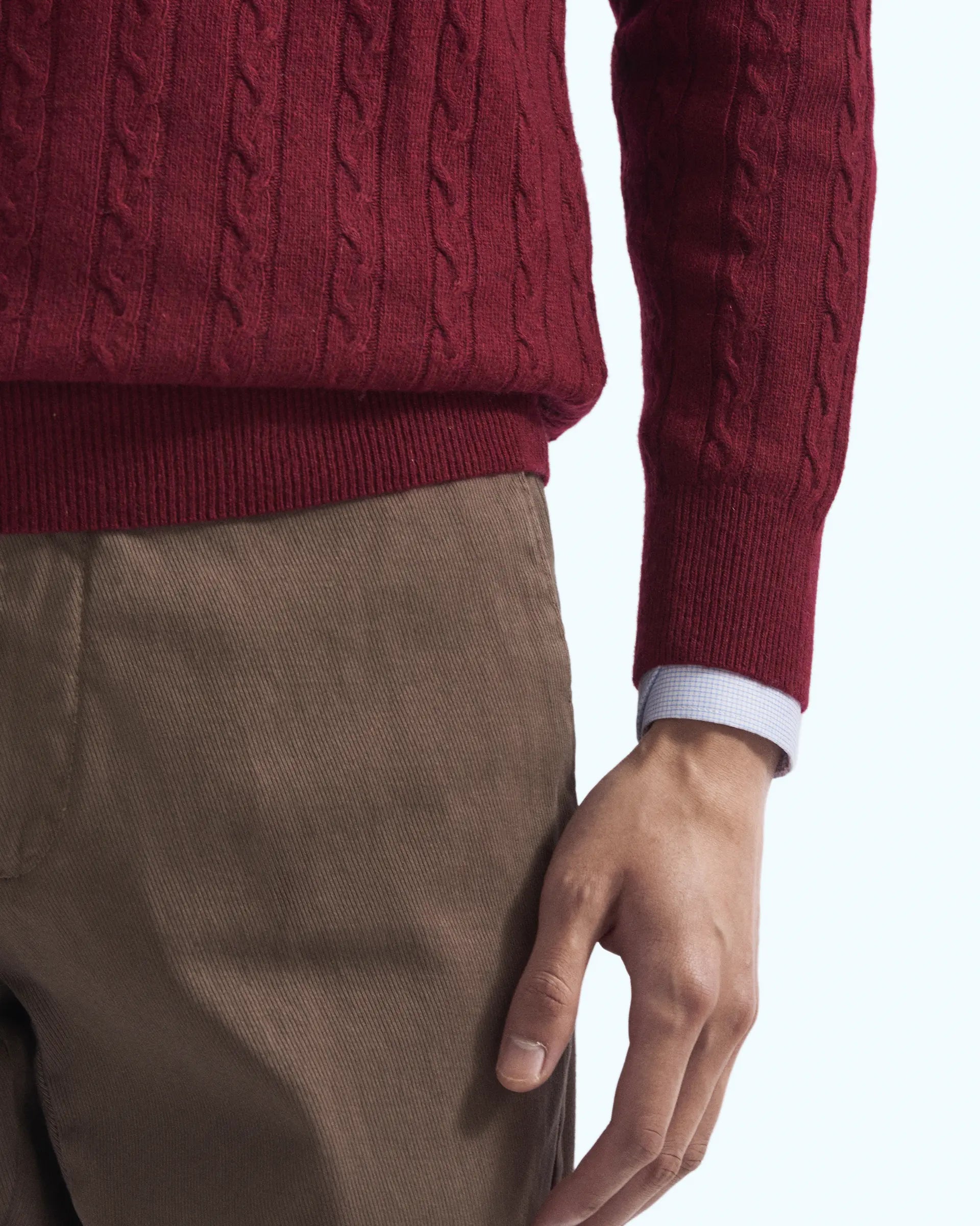 Burgundy Cashmere Blend with braided workmanship Crewneck