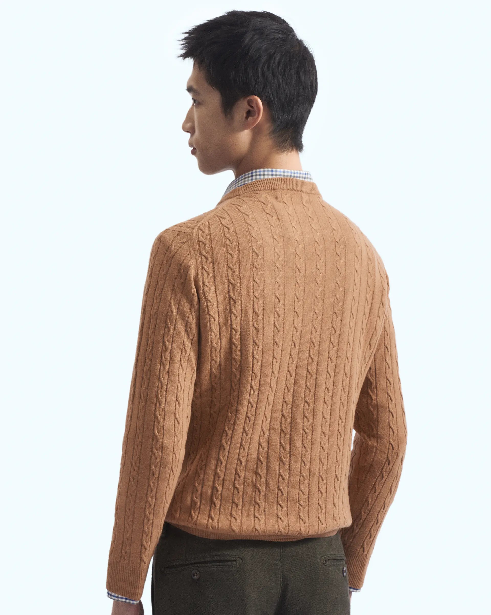 Camel Cashmere Blend with braided workmanship Crewneck