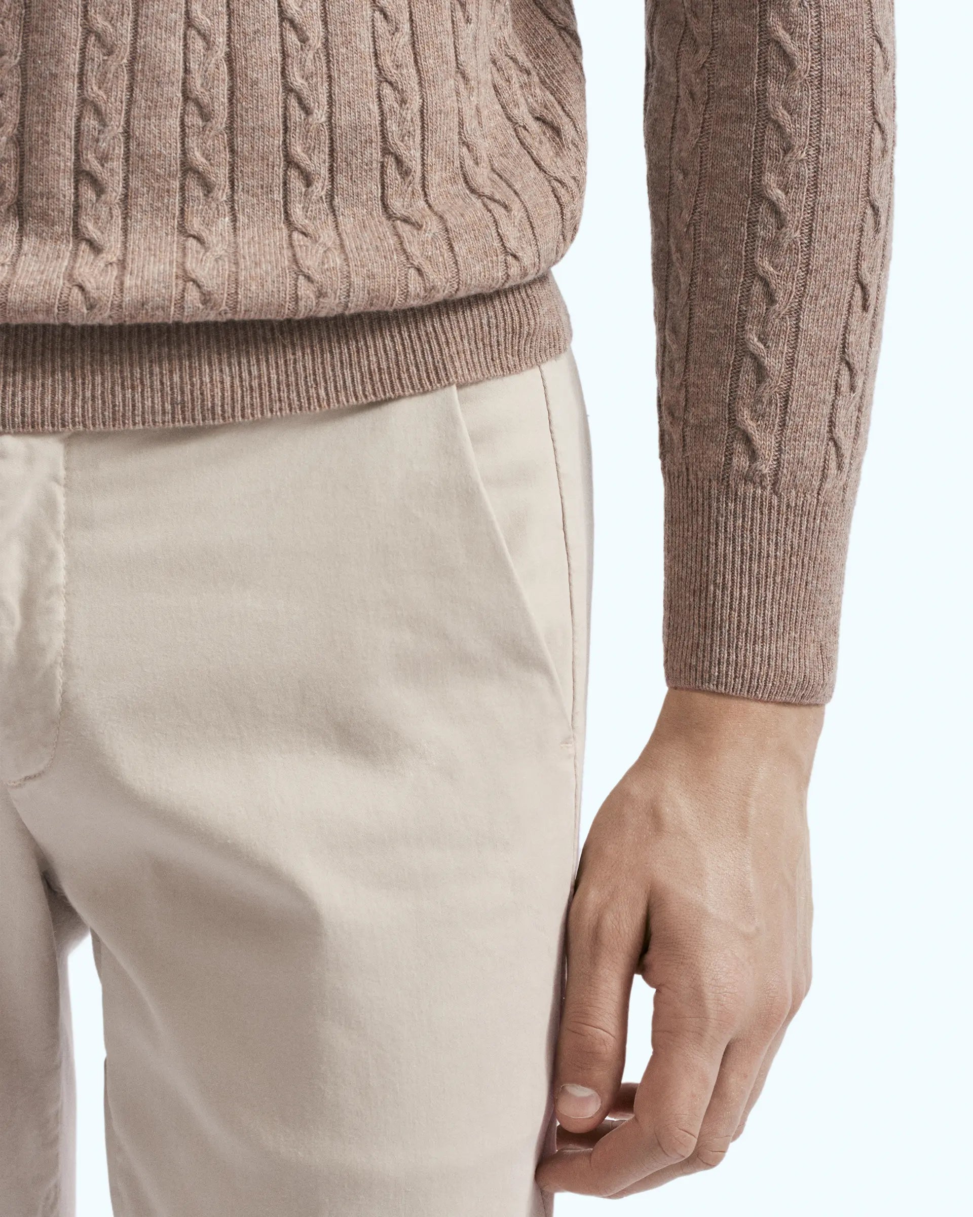 Beige Cashmere Blend with braided workmanship Turtleneck