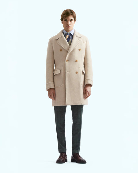 Cream Double-Breasted Jersey Wool Blend Coat – Eredipisanò 