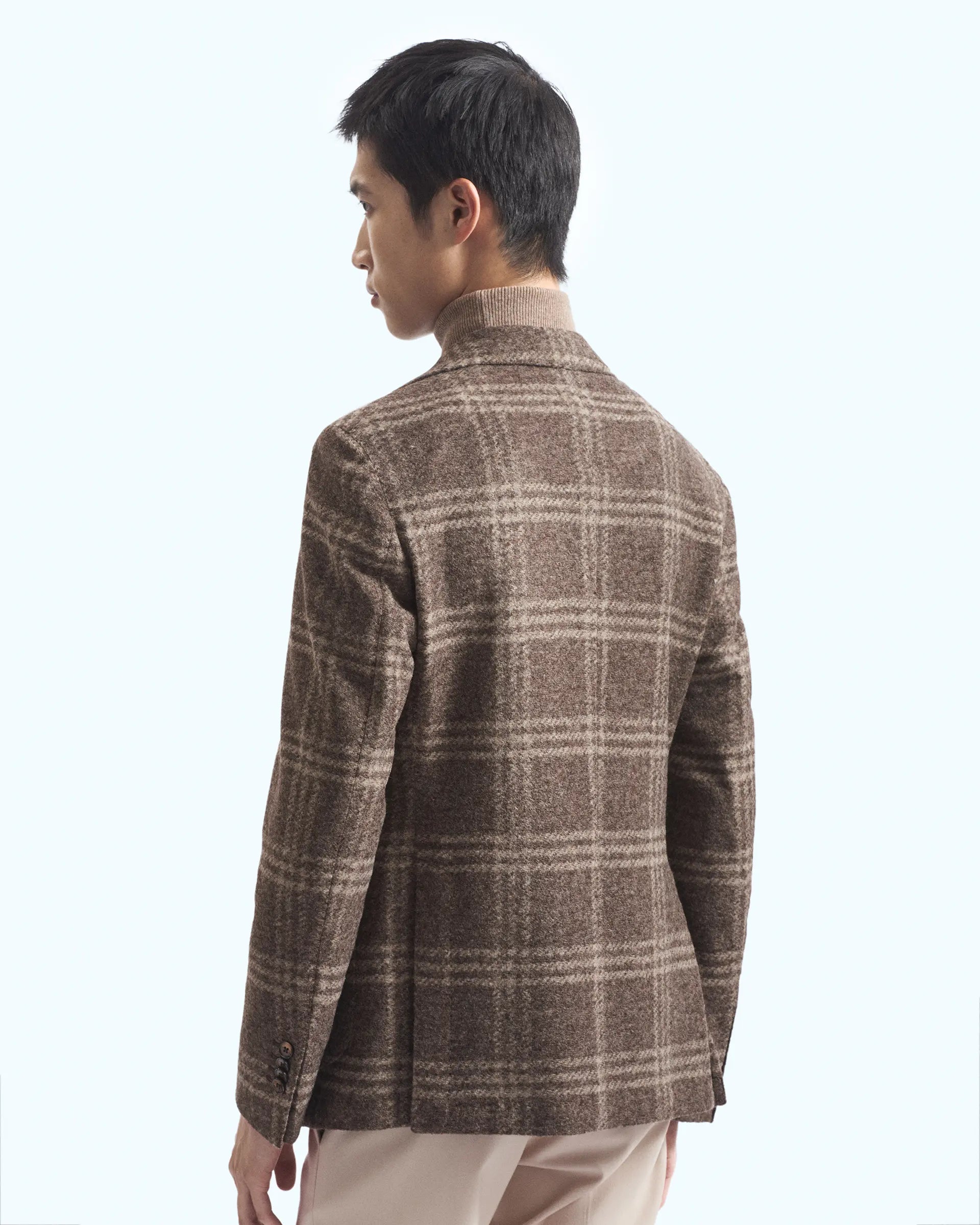 Brown Wool Overcheck Jersey Jacket