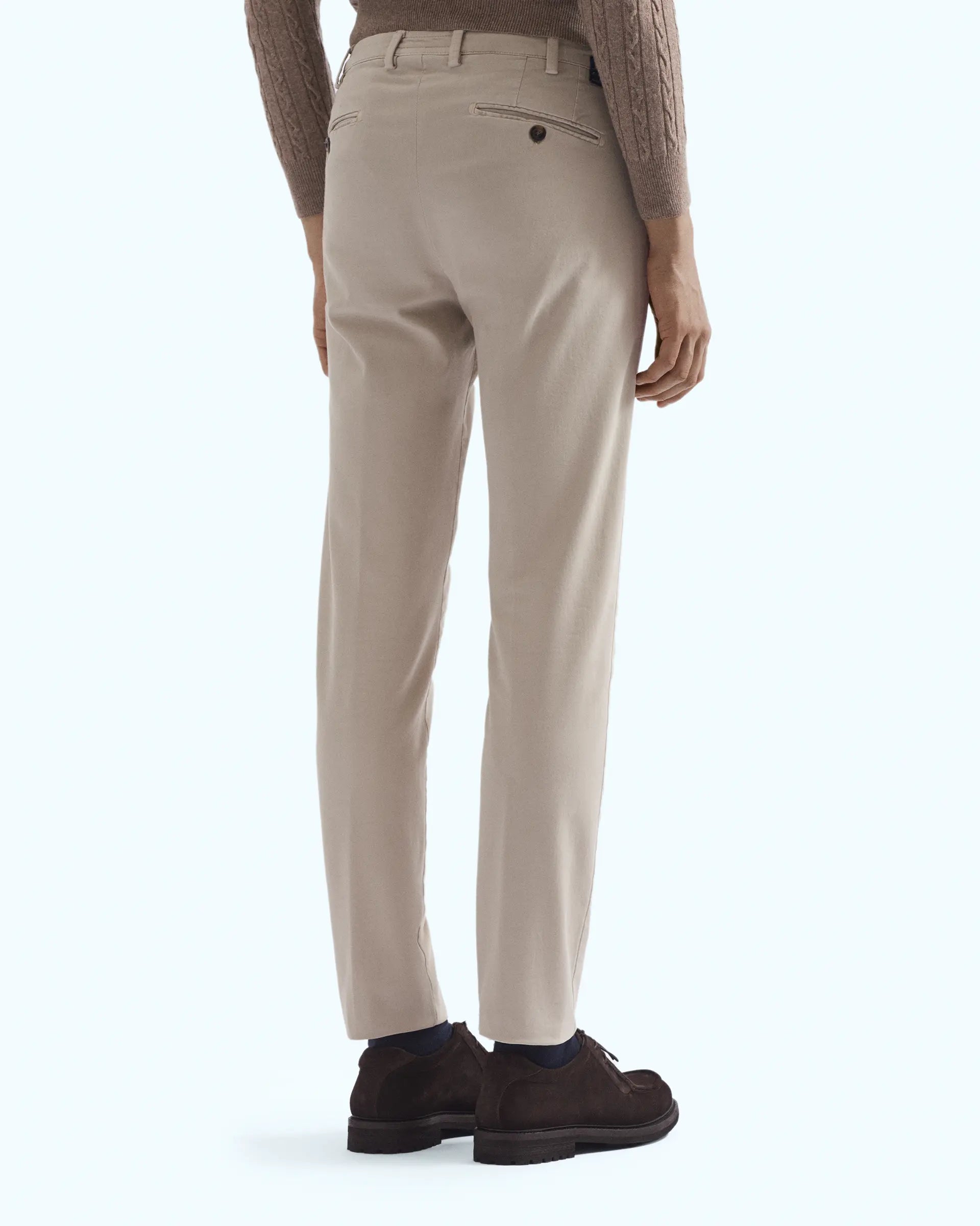 Beige Satin Comfort Cotton Stretch Pants