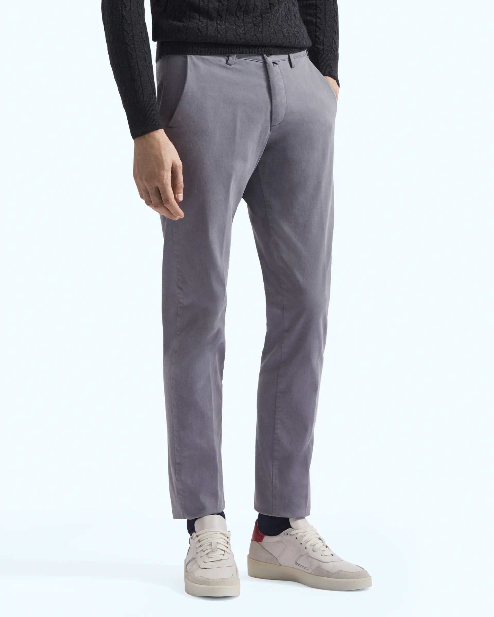 Grey Satin Comfort Cotton Stretch Pants