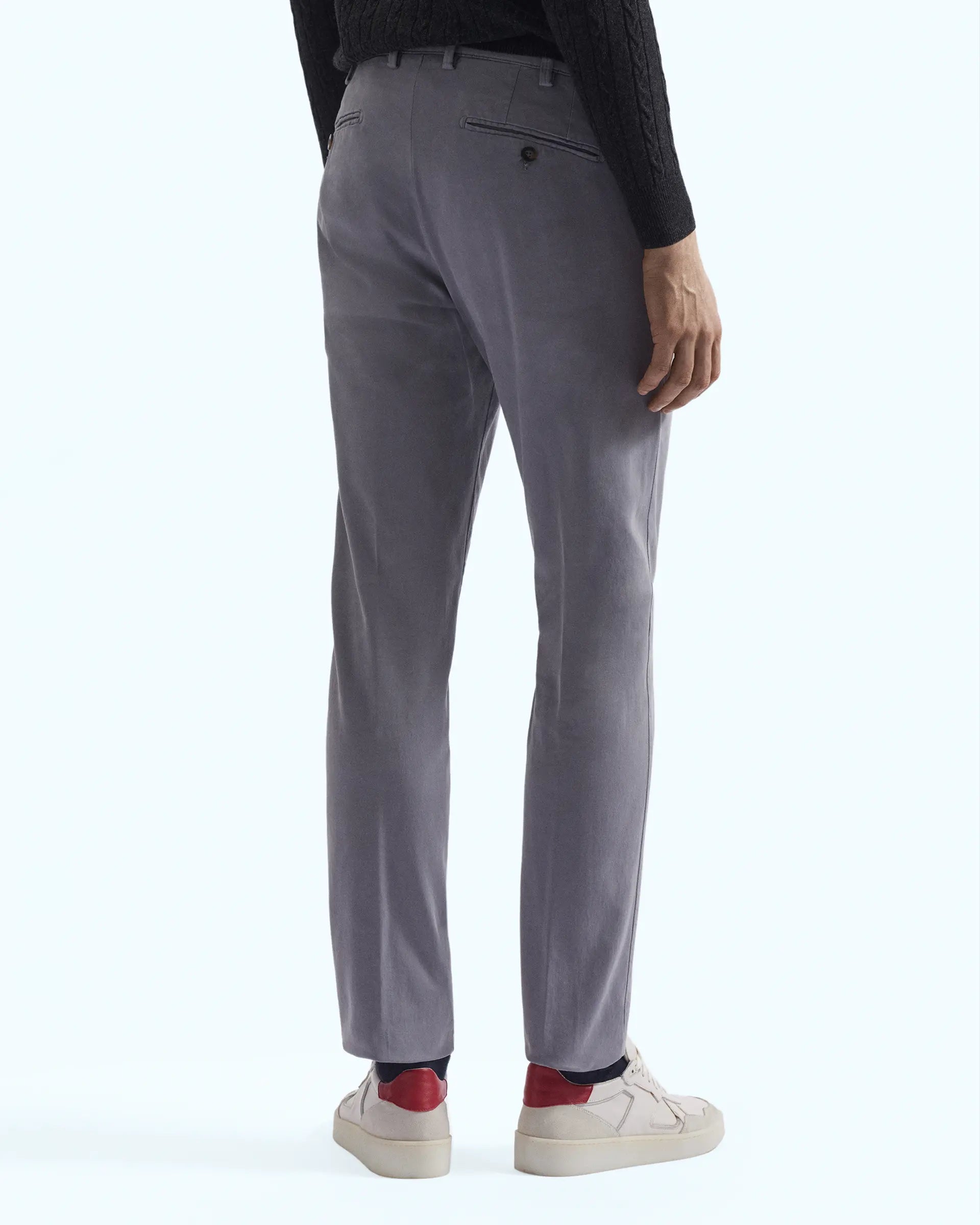 Grey Satin Comfort Cotton Stretch Pants