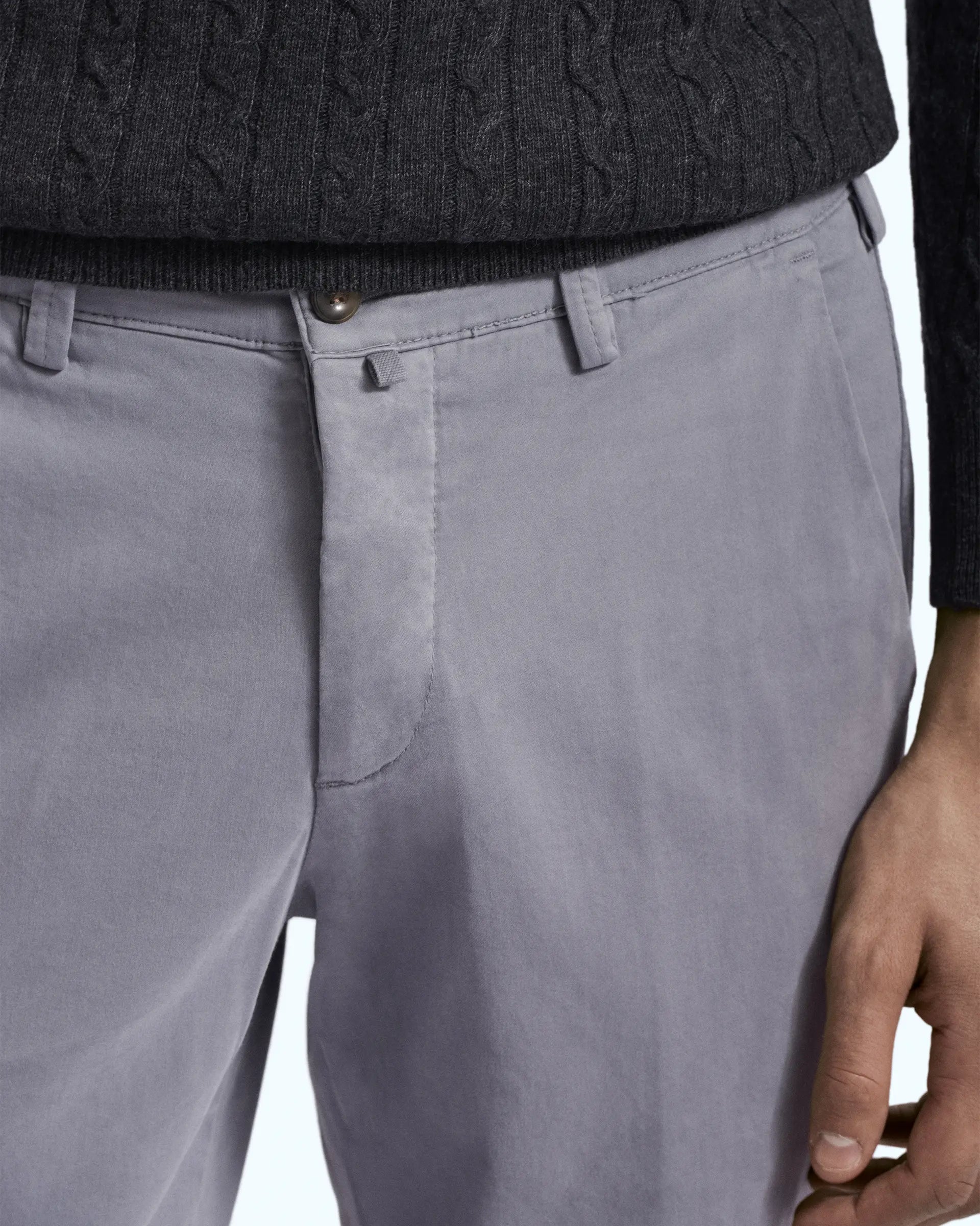 Grey Satin Comfort Cotton Stretch Pants